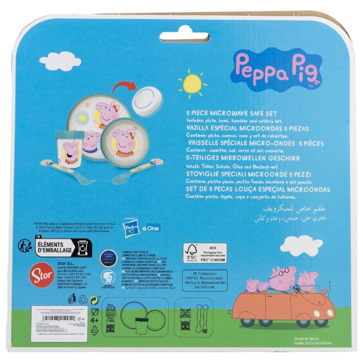 Peppa Pig Trinkflasche Teller-Set Mikrowellengeeignet 5-teiliges Kindergeschirr