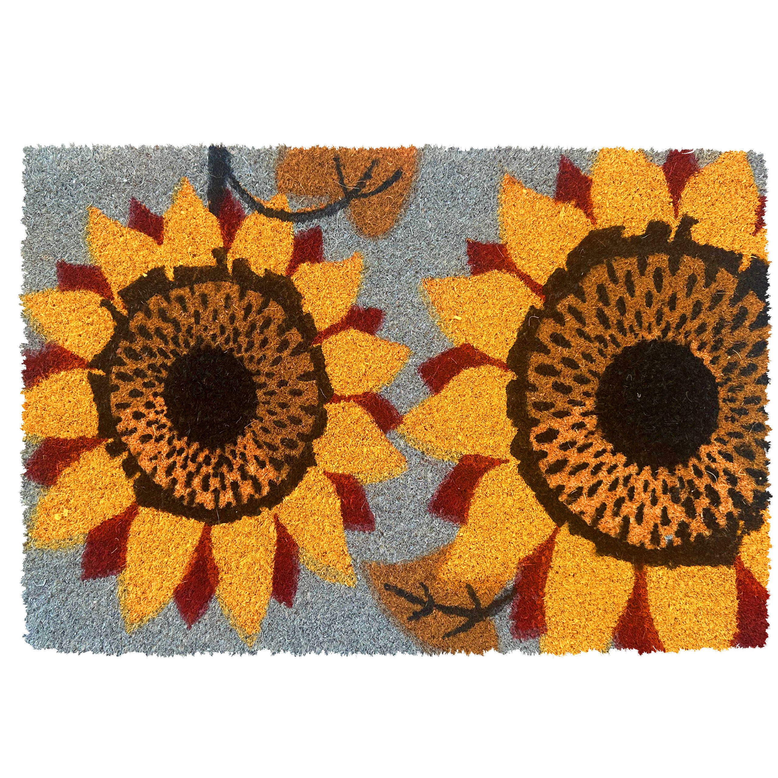 relaxdays Fußmatte Kokos Fußmatte Pflanzen 60x40 cm, Rechteckig, Höhe: 15 mm, F
