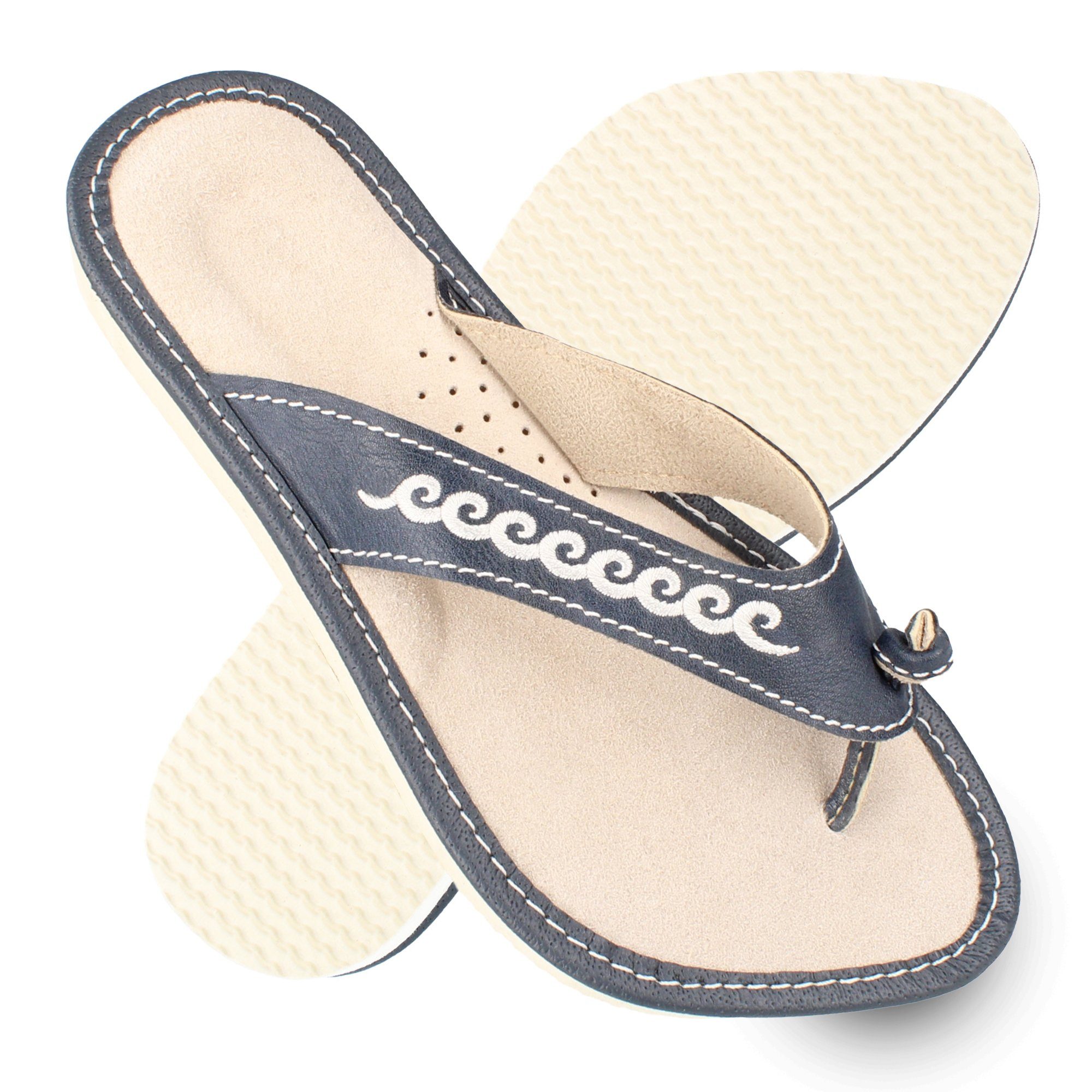 filsko Hübsche Flip Flop Hausschuhe für Damen Hausschuh mit Wellen-Muster