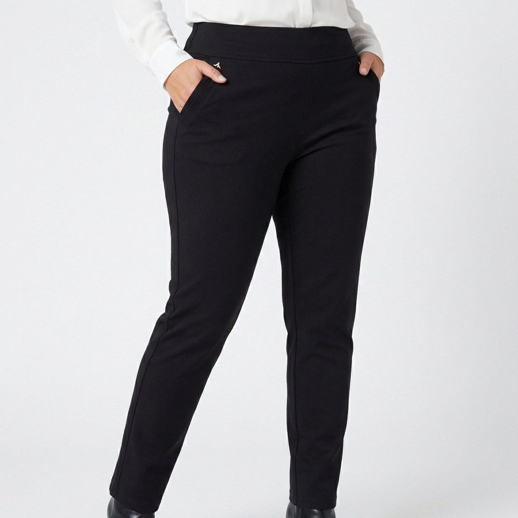 Aurela Damenmode Stretch-Hose Damen Leggings Schlupfhose mit Komfort Bund High Waist mit breitem Gummibund