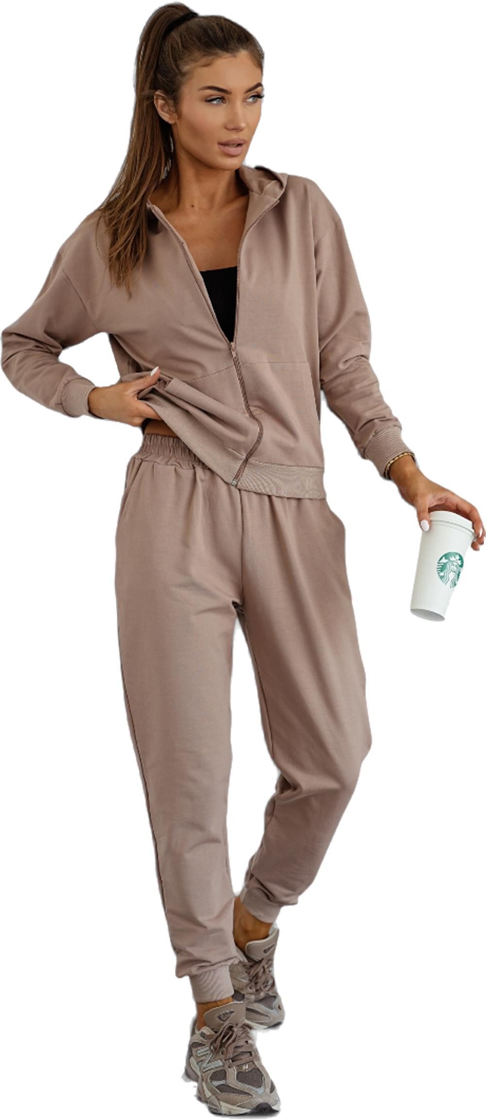 EloModa Jogginganzug Damen Jogginganzug Hoodie & Hose, Made in EU, S - XL (2-tlg)