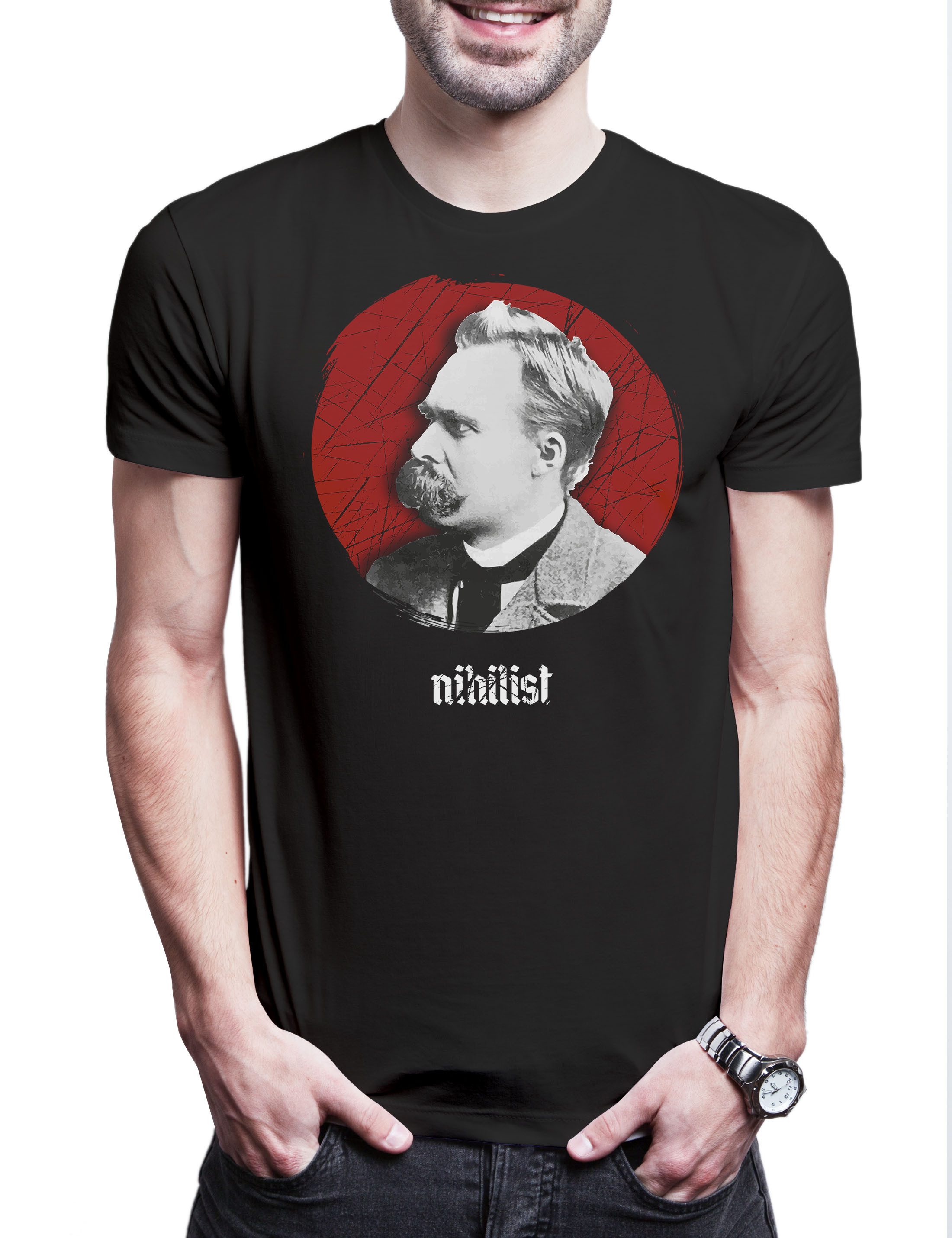 Urban Backwoods Print-Shirt Nietzsche Nihilist Herren T-Shirt Friedrich Gott Tot Nihilismus (1-tlg) Nihilism Philosoph Zarathustra Antichrist