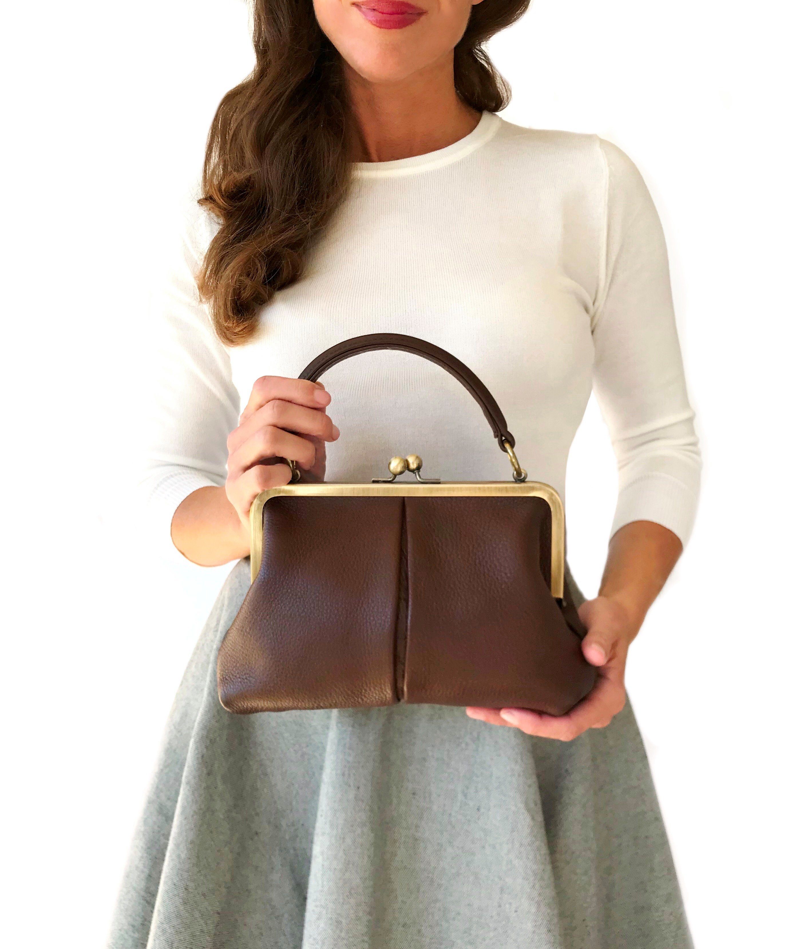 Umhängetasche Leder Handtasche "Kleine Olive" in braun Schultertasche Vintage Tasche