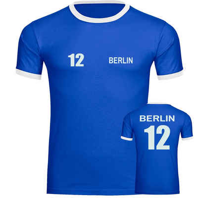 multifanshop T-Shirt Kontrast Berlin blau - Trikot 12 - Männer