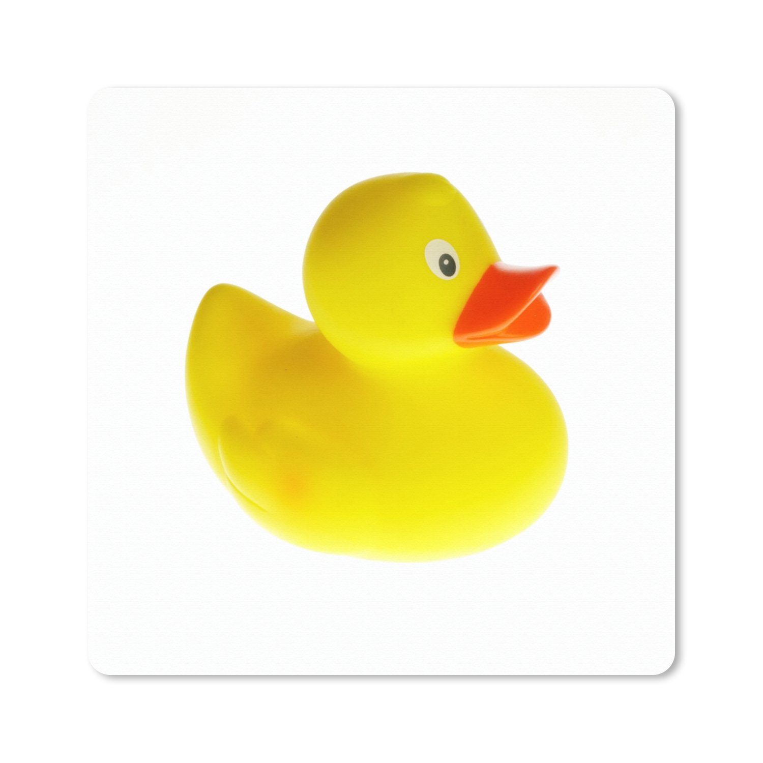 MuchoWow Gaming Mauspad Bade-Ente auf weißem Hintergrund (1-St), Gaming, Rutschfester Unterseite, Mausunterlage, 50x50 cm, XXL, Großes