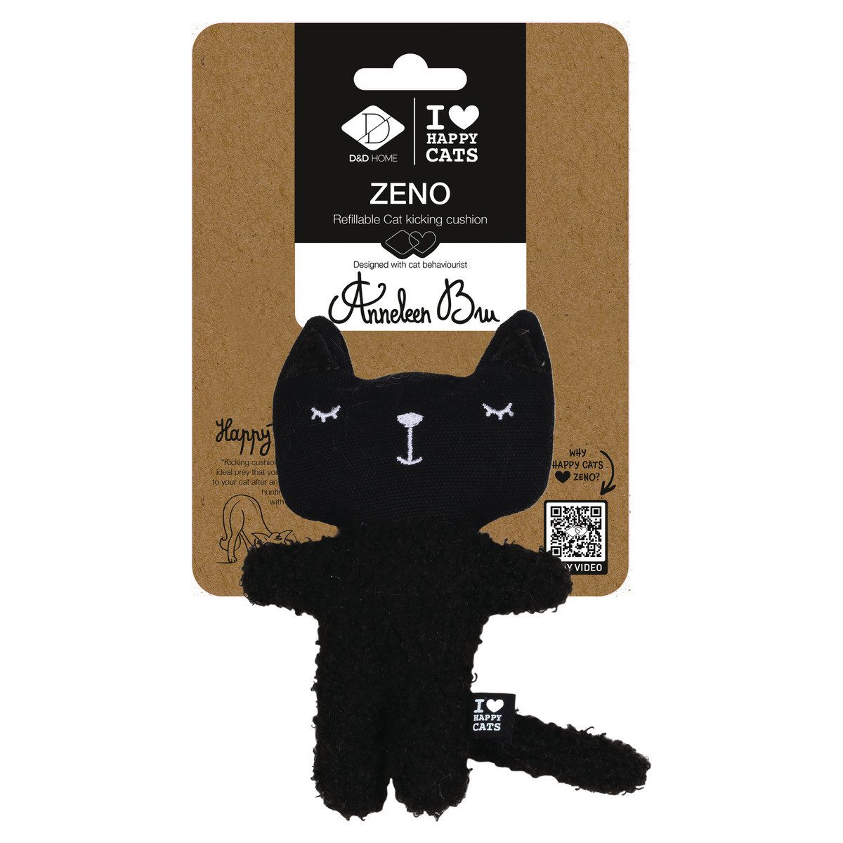 D&D Tierkuscheltier Katzenspielzeug I Love Happy Cats "Zeno" befüllbar schwarz