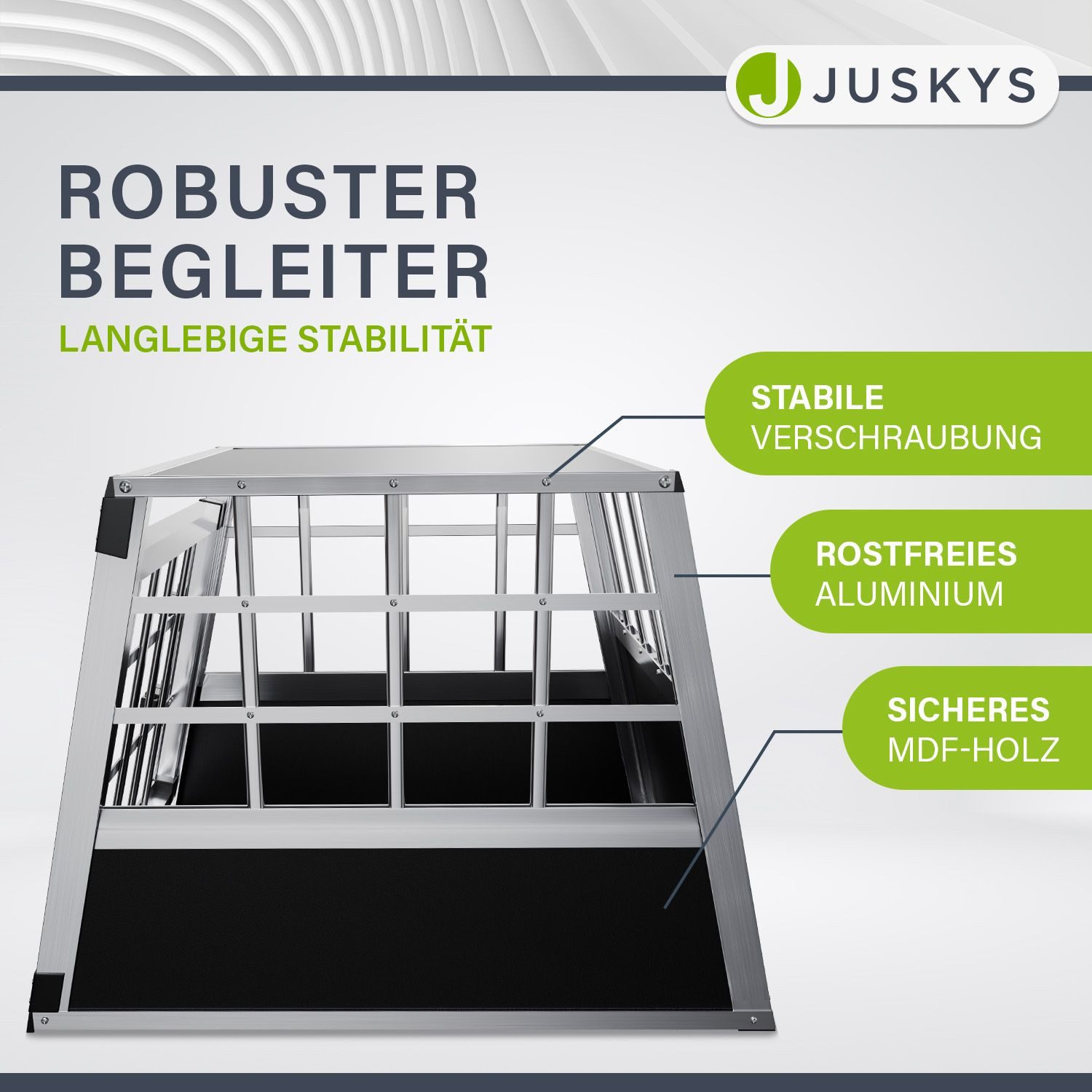 Juskys Tierreisebox Alu-Hundetransportbox in 4 versch. Größen: M, L, L-X, XL, Auto Hundebox robust und pflegeleicht, Gittertür verschließbar