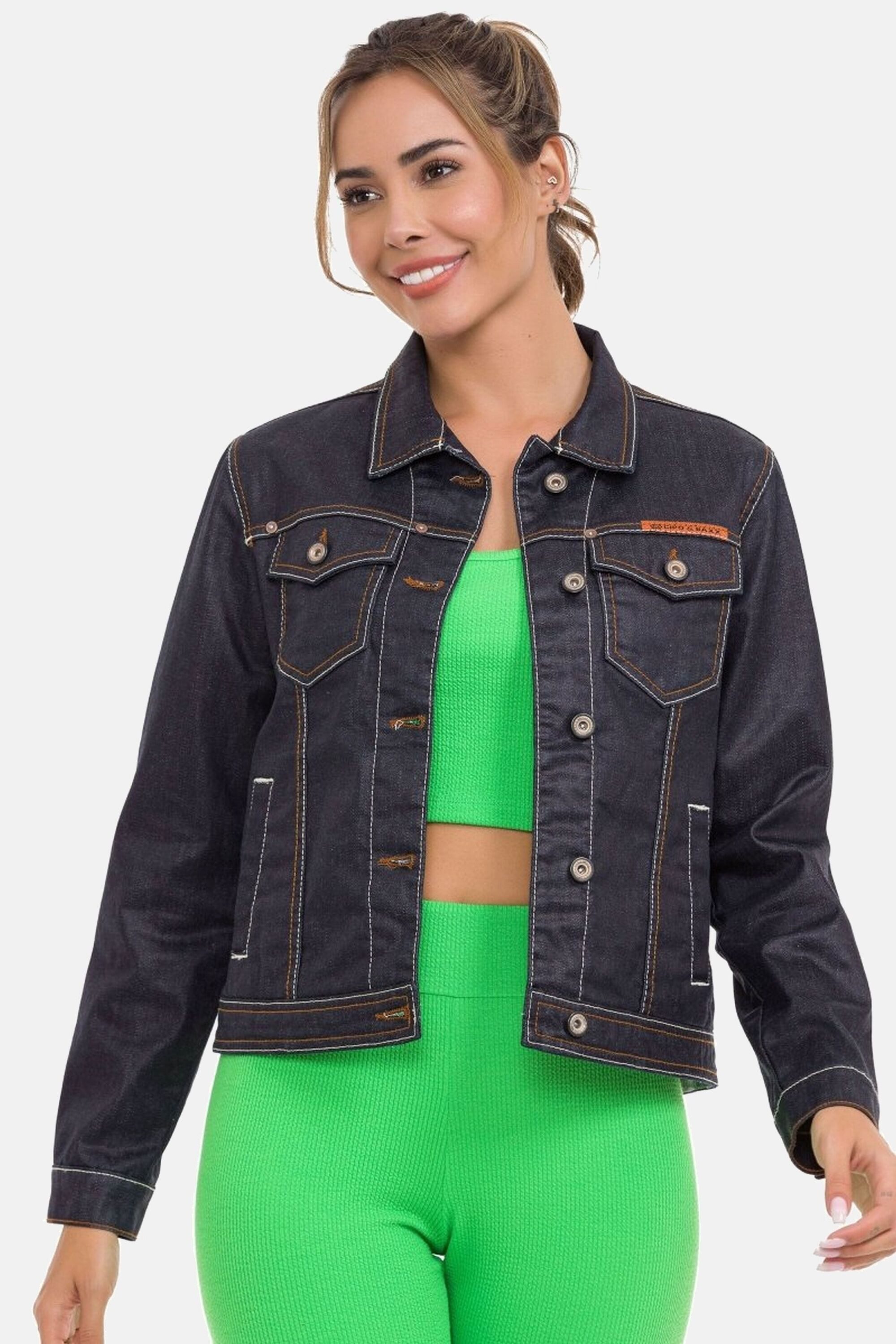 Cipo & Baxx Jeansjacke Jeansjacke mit stylischen auffälligen Elementen, WJ207