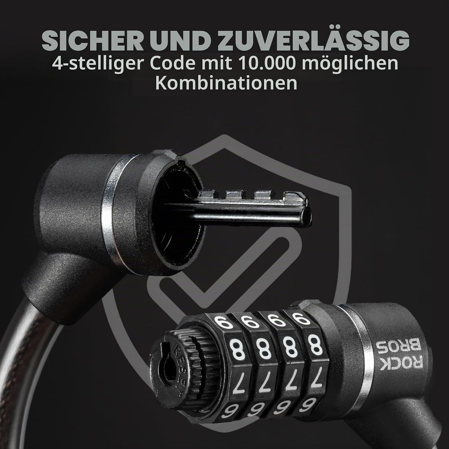 ROCKBROS Faltschloss Kabelschloss mit Zahlencode 11,62 mm für Fahrräder