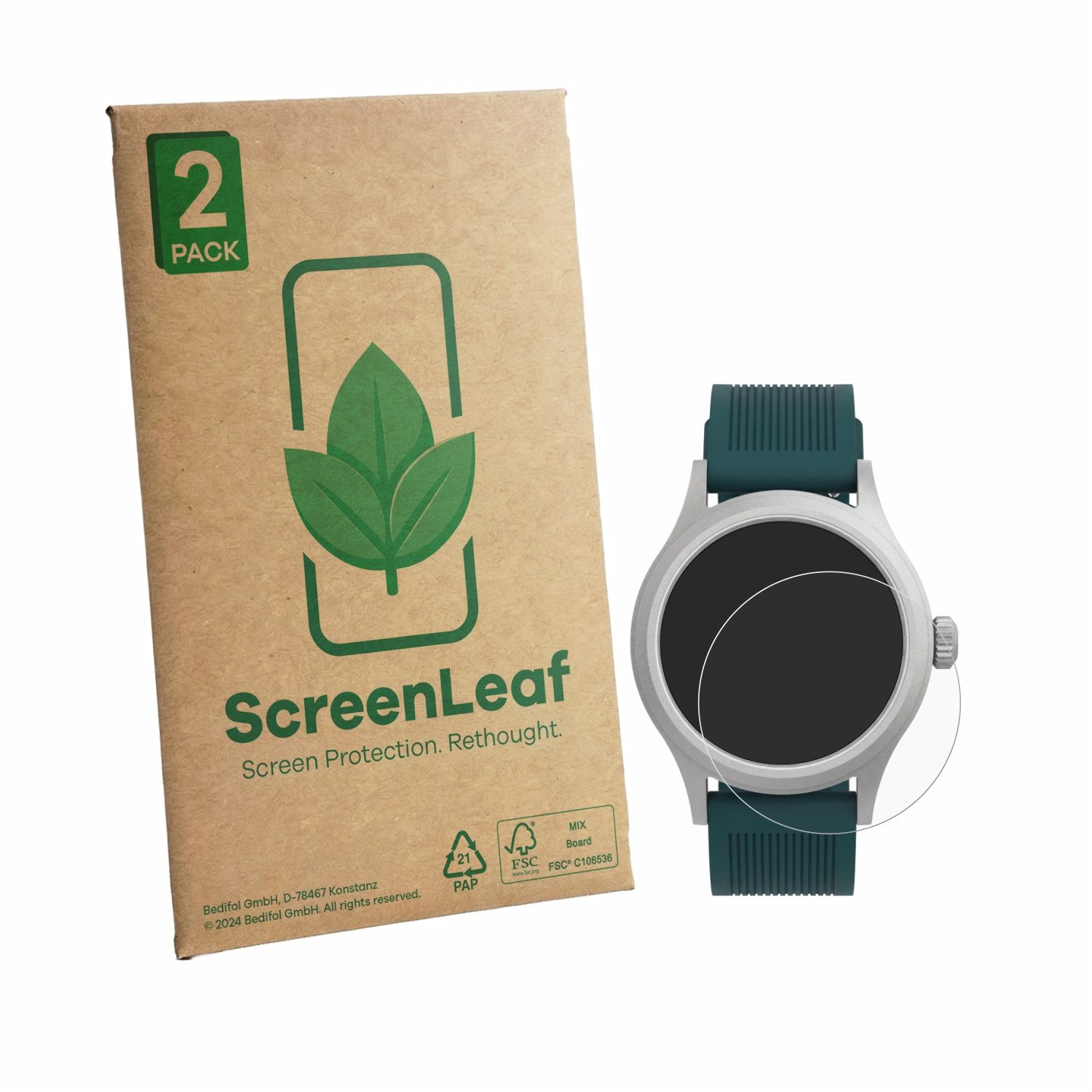 ScreenLeaf Displayschutzfolie Schutzfolie für Timex Peanuts x Expedition Scout, 2 Stück, Displayschutz Schutz Folie Klar Transparent