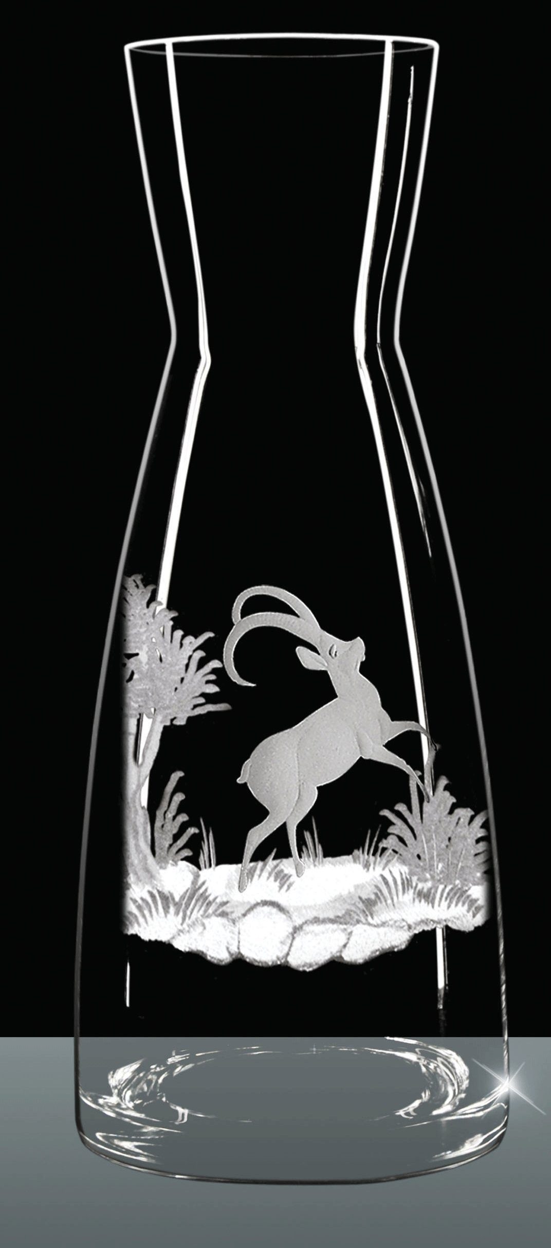 Steinnacher Bärbel Karaffe Karaffe Ypsilon Steinbock 1l Dekanter Kisslinger, Gravur Steinbock