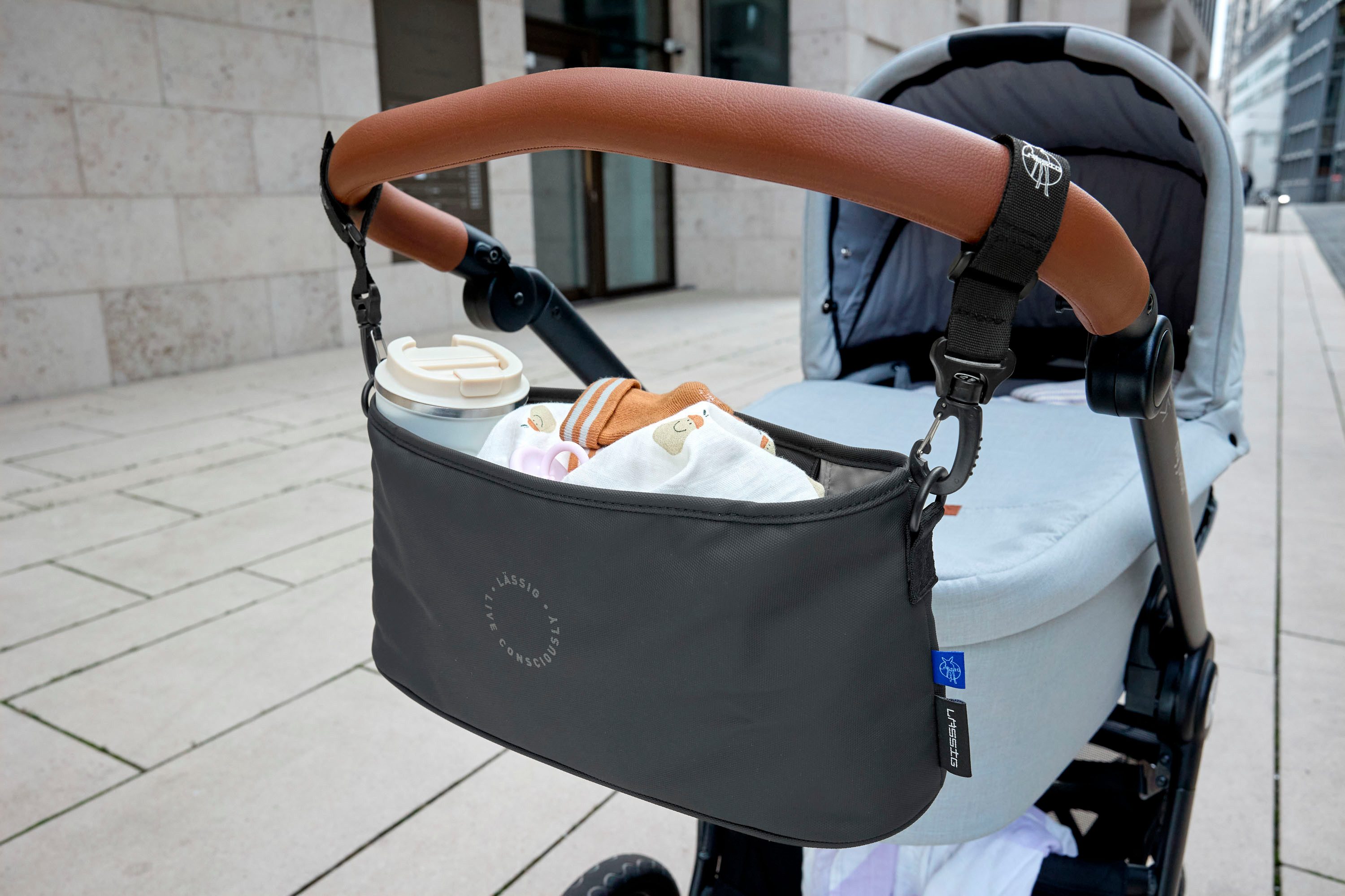 LÄSSIG Kinderwagen-Tasche Green Label, Buggy Organizer, black, für Kinderwagen oder Buggy