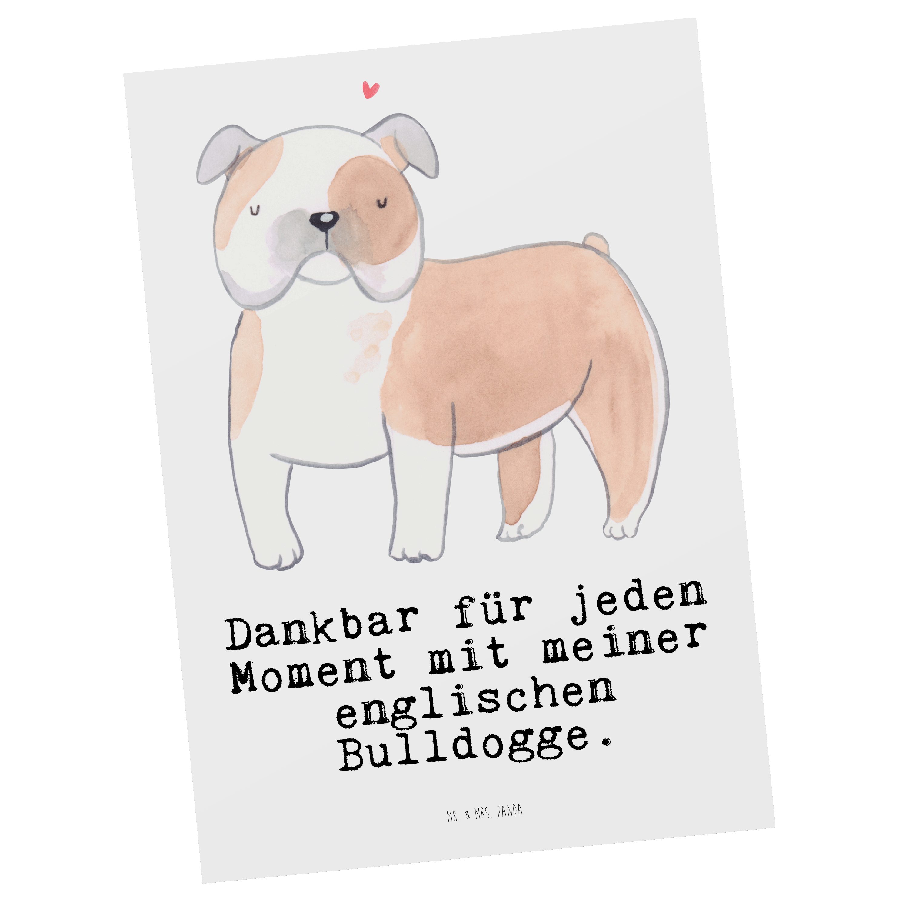 Mr. & Mrs. Panda Postkarte Englische Bulldogge Moment - Weiß - Geschenk, Welpe, English Bulldog