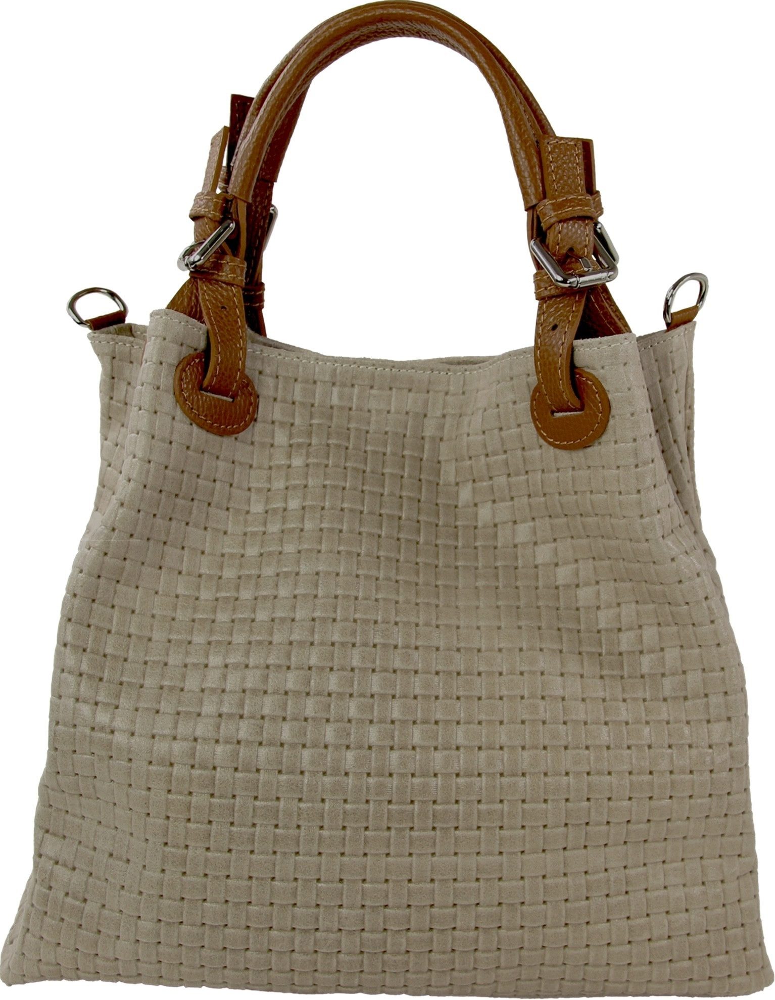 Toscanto Handtasche Toscanto Tasche taupe, beige Handtasche, (Handtasche), Damen Leder Handtasche, Umhängetasche, taupe, beige ca. 31cm