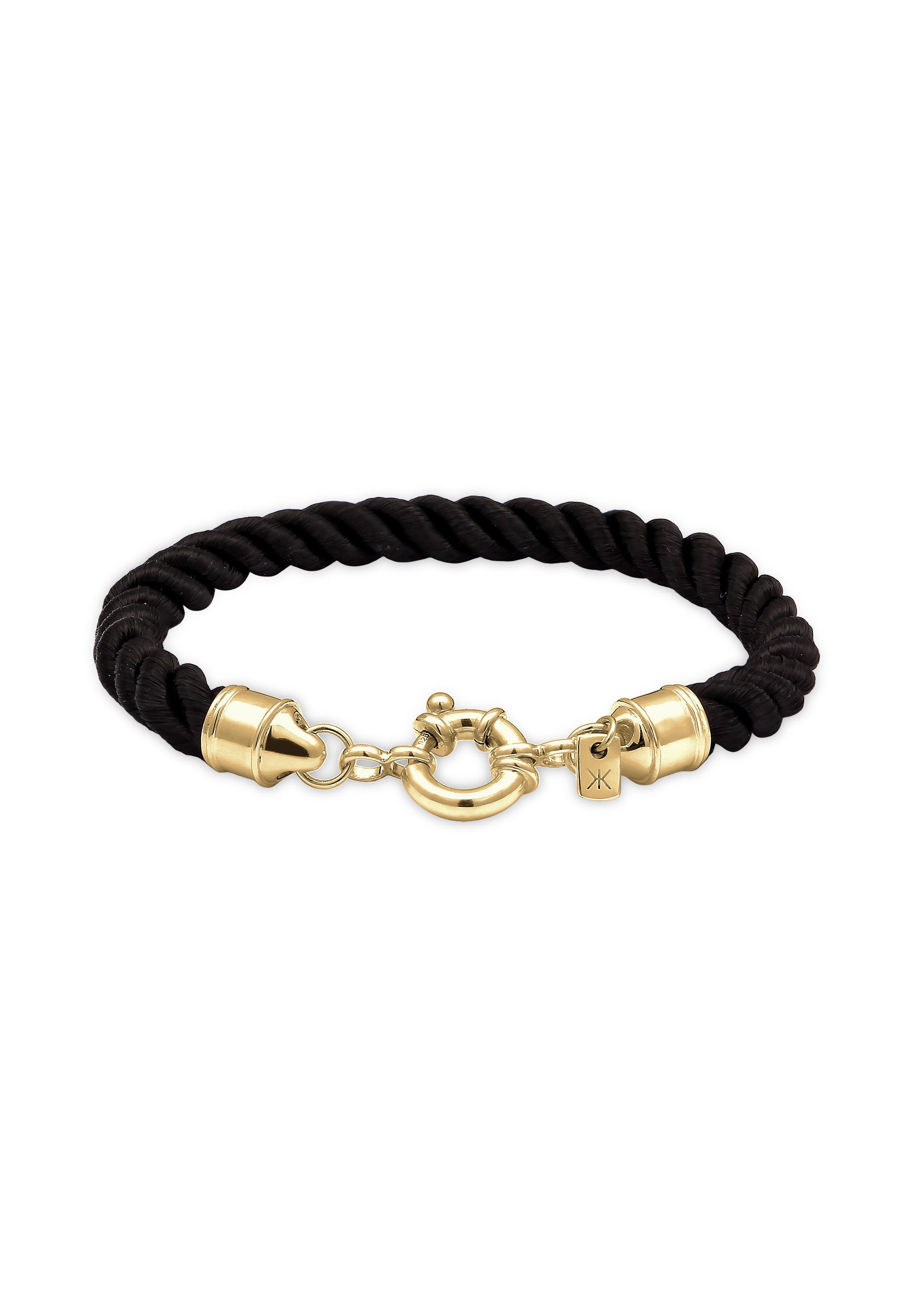 Kuzzoi Silberarmband Textil Kordel Schwarz 925 Sterling Silber
