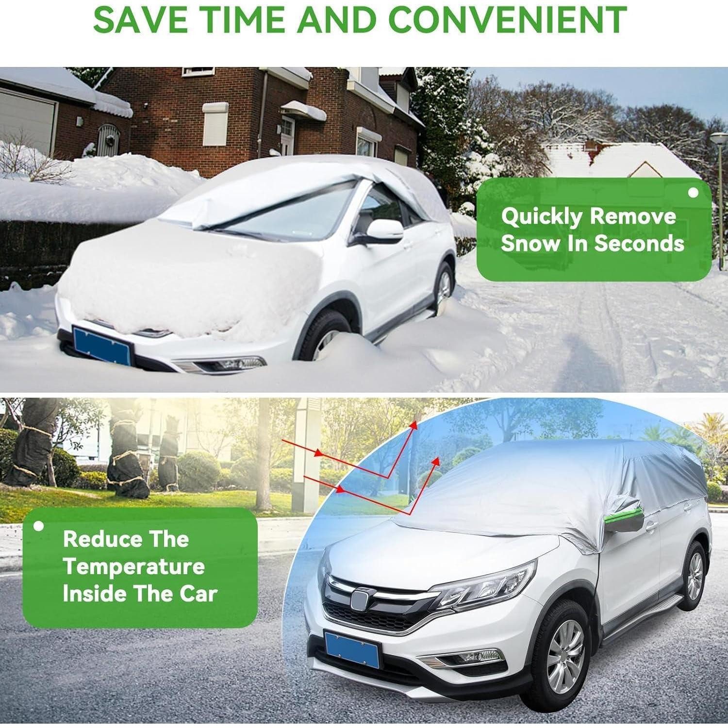 LuxusKollektion Autoplane Halbgarage Auto SUV Wasserdicht Outdoor Winter Haken Riemen Silber