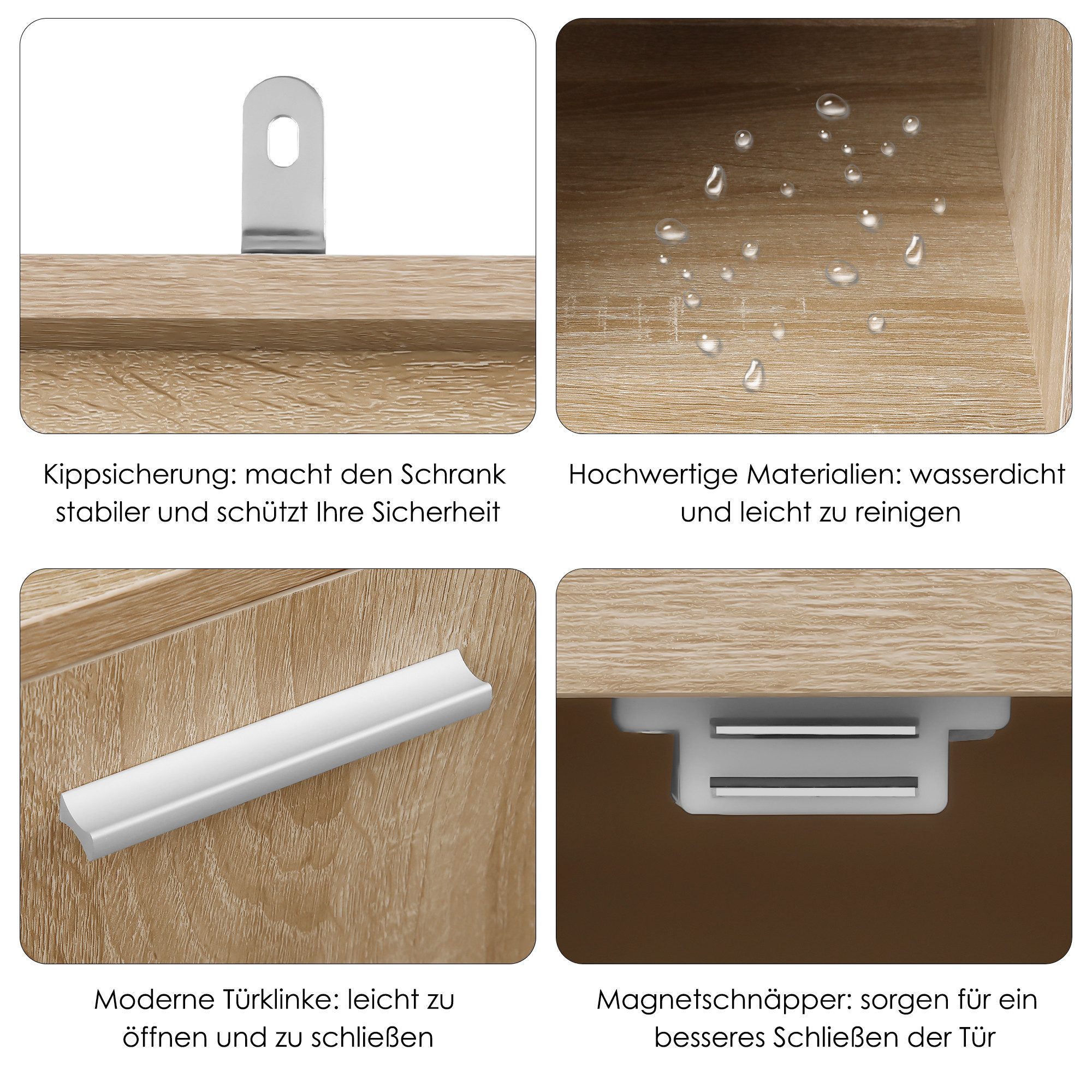 Homfa Hochschrank Badschrank Bücherschrank Badezimmerschrank 180x60x40cm