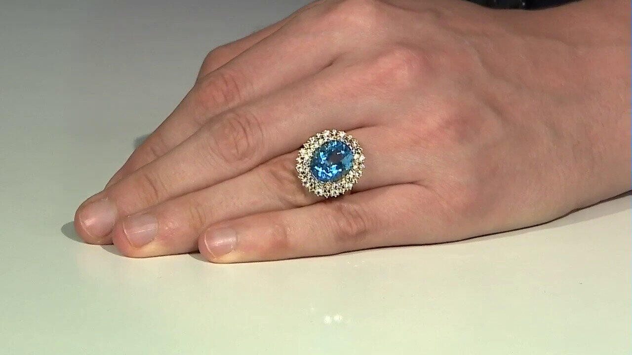 Cavill Silberring Cavill Ring 8,47 ct Topas Oval Zirkon Halo 925er Silber vergoldet (1-tlg)