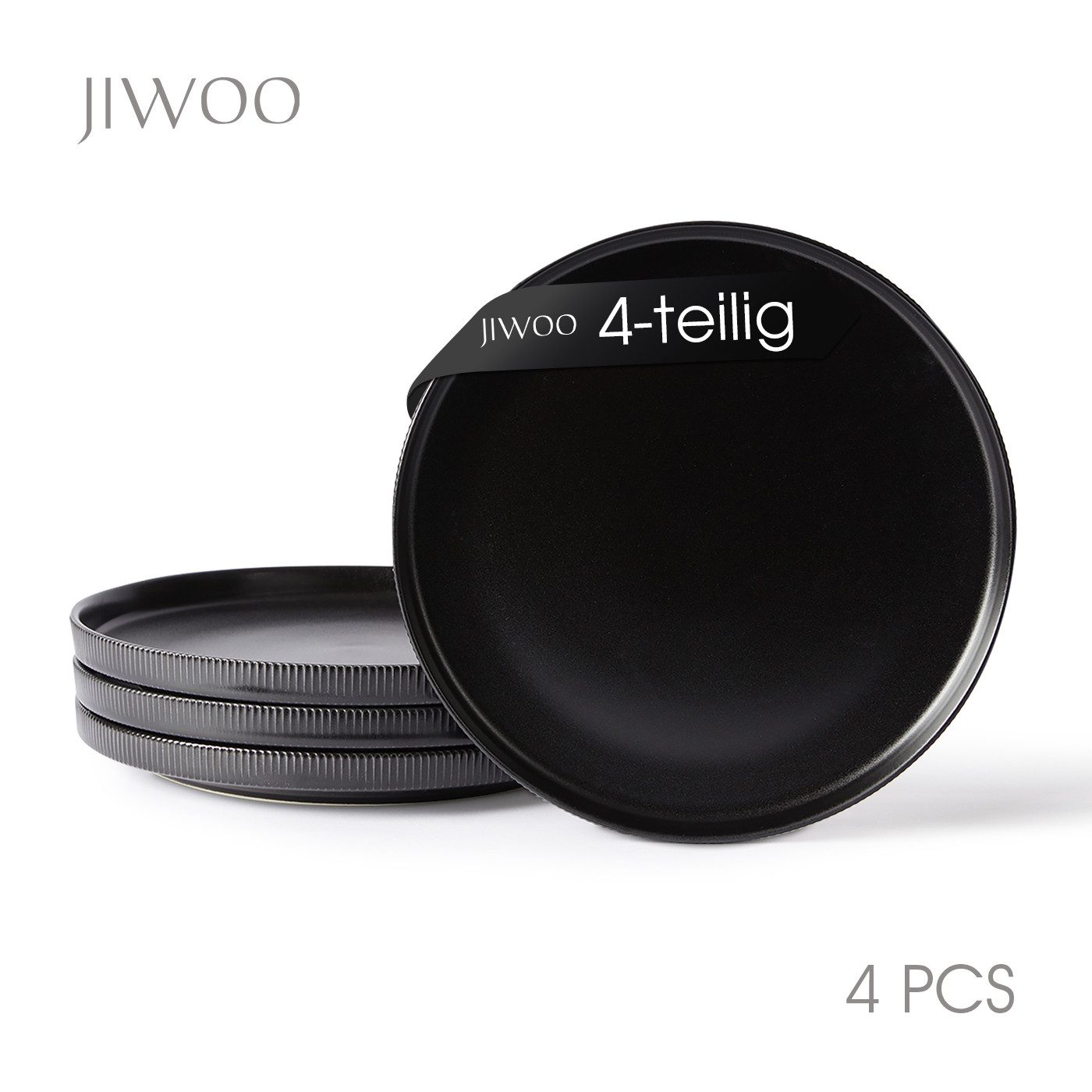 JIWOO Тарелки 4er,Ø25cm,Frühstücksteller,Vorspeisenteller,Salatteller,Gemüseteller, (4 St), Keramik,Mikrowellen-und spülmaschinenfest,Matt,Ø25cm