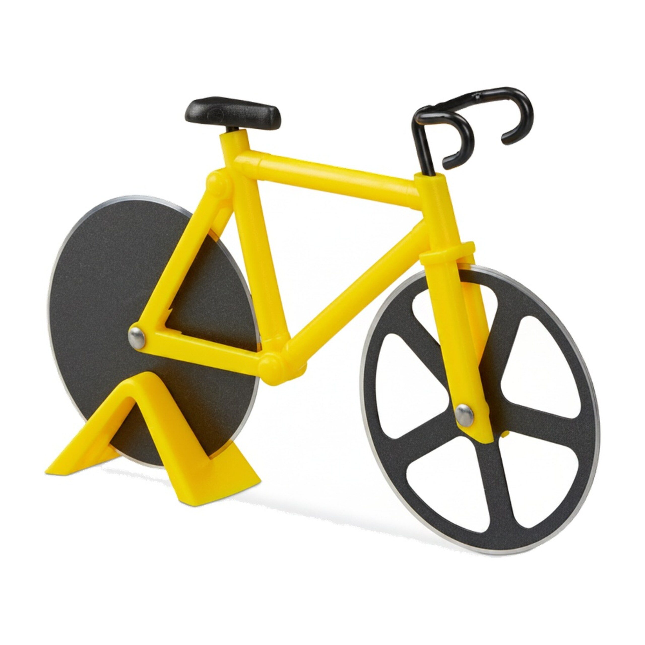 relaxdays Pizzaschneider Fahrrad Pizzaschneider, gelb – Bild 5 von 5