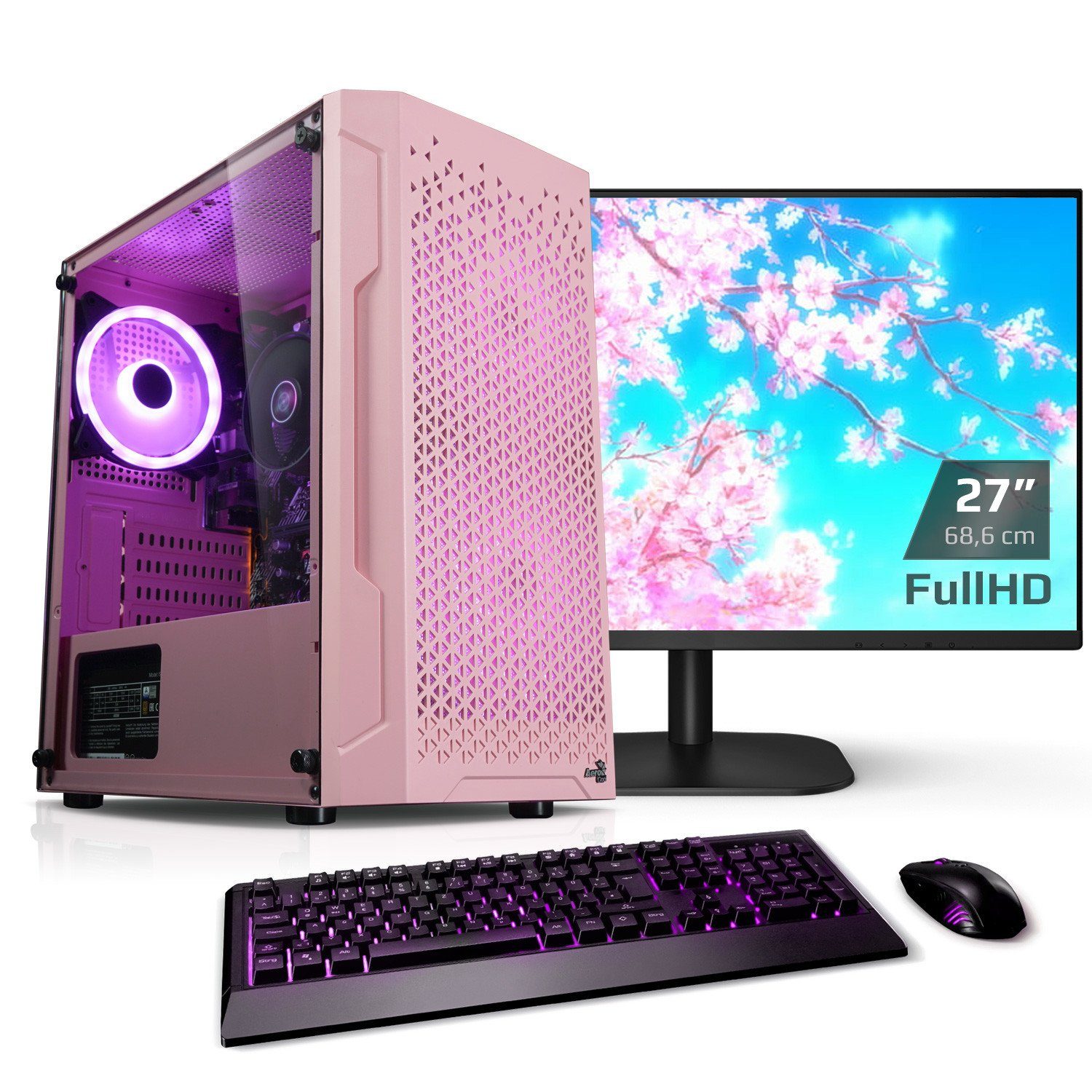 Kiebel Zindarella PC-Komplettsystem (27", AMD Ryzen 5 AMD Ryzen 5 5600G, Radeon Vega, 16 GB RAM, 1000 GB SSD, RGB-Beleuchtung)