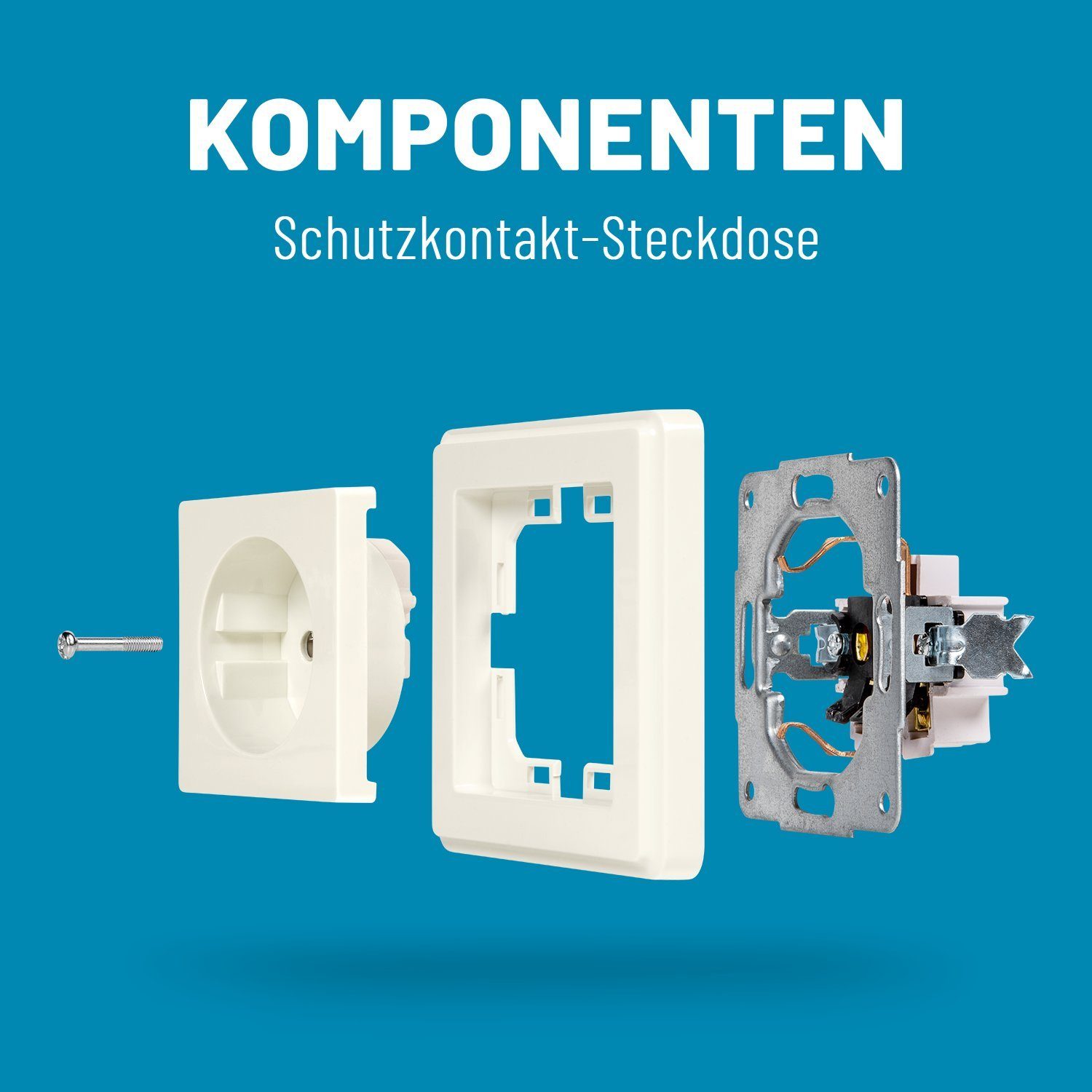 Schuko - Schutzkontakt Unterputz-Steckdose Steckdose ABSINA Steckdose, greate. Unterputz Wandsteckdose, 1-St.