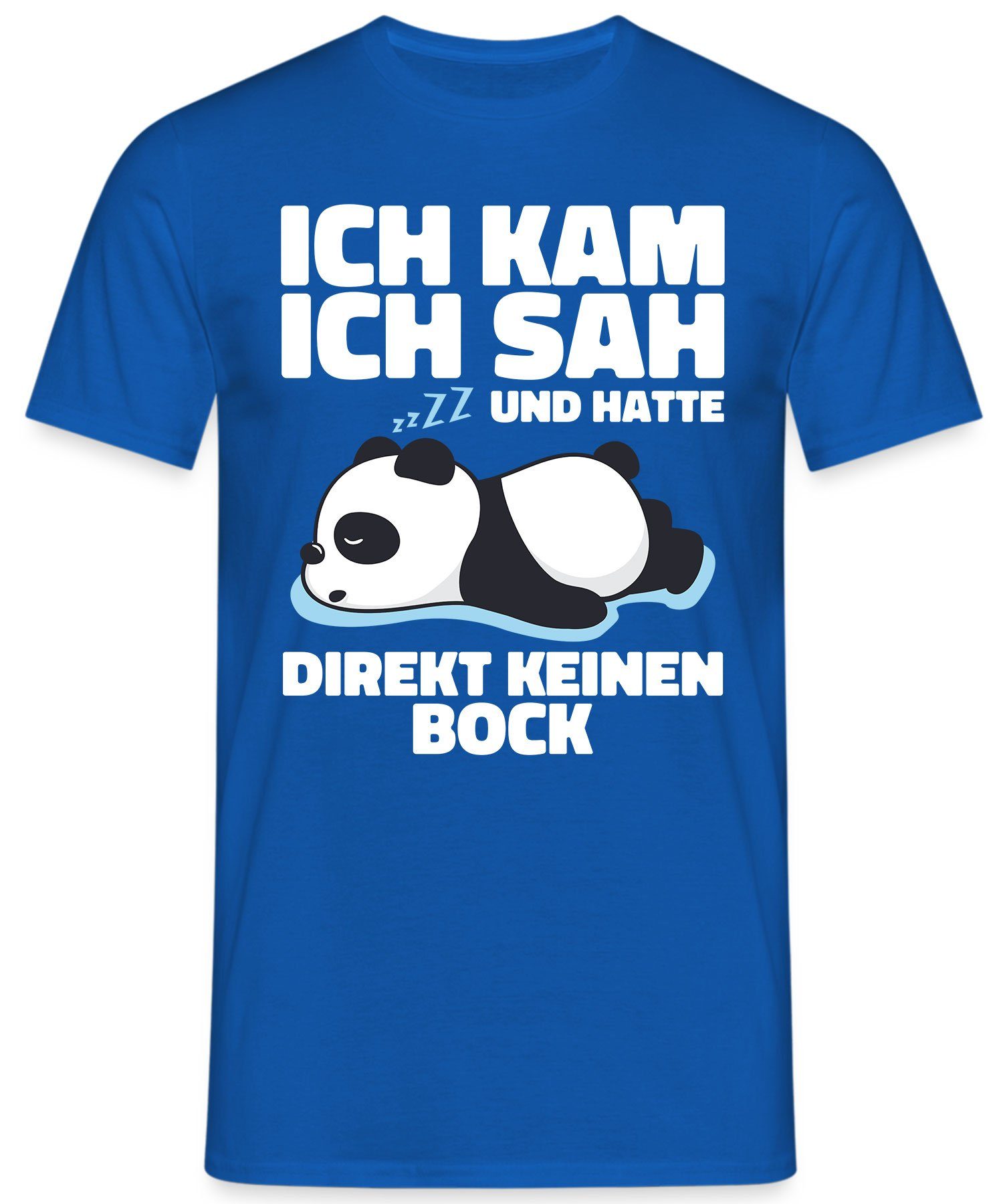 Bock T-Shirt Quattro Herren Kurzarmshirt (1-tlg) Lustiger Spruch Statement Formatee Keinen Panda Blau -