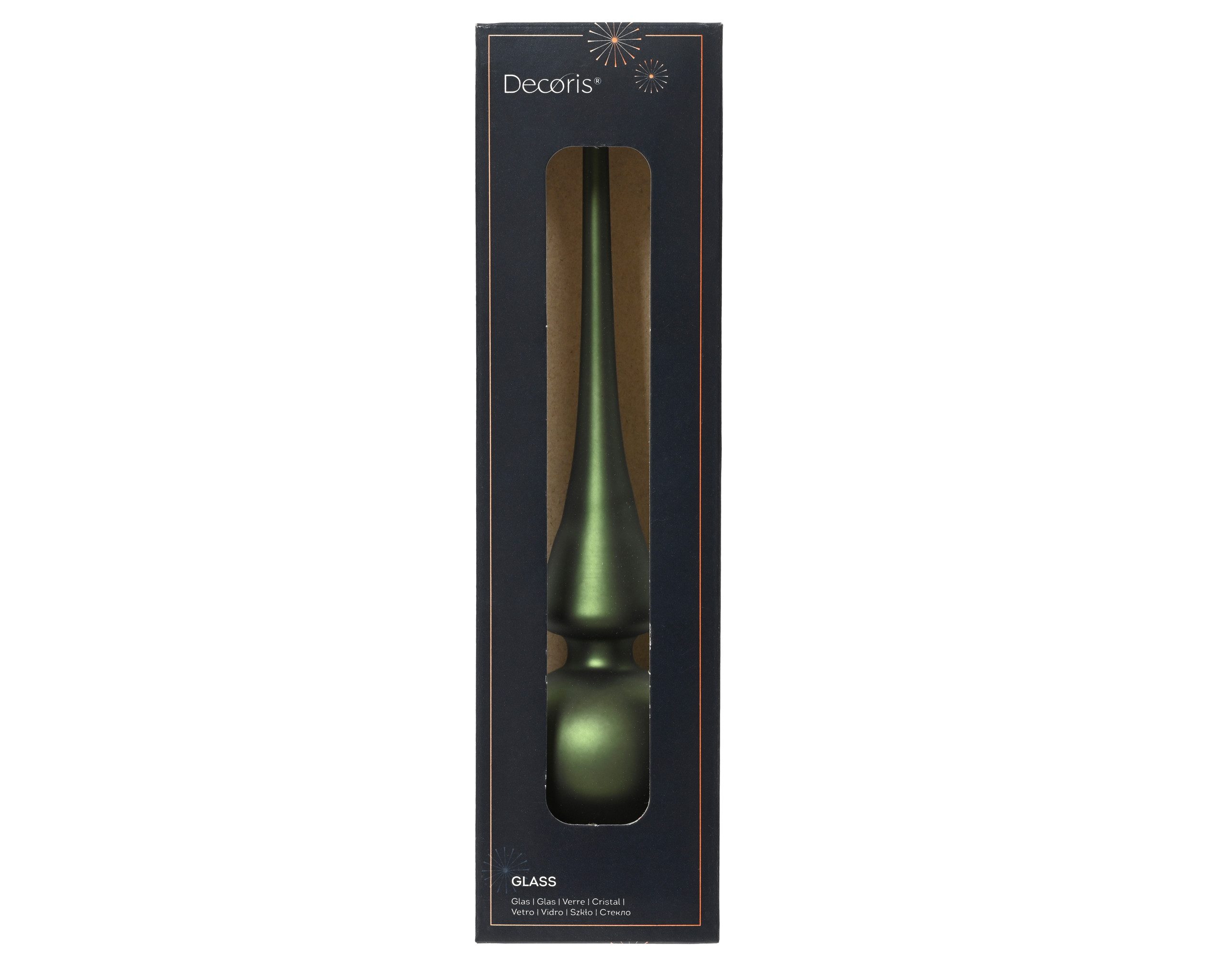 Kaemingk Christbaumspitze, Christbaumspitze Glas 26cm piniengrün matt