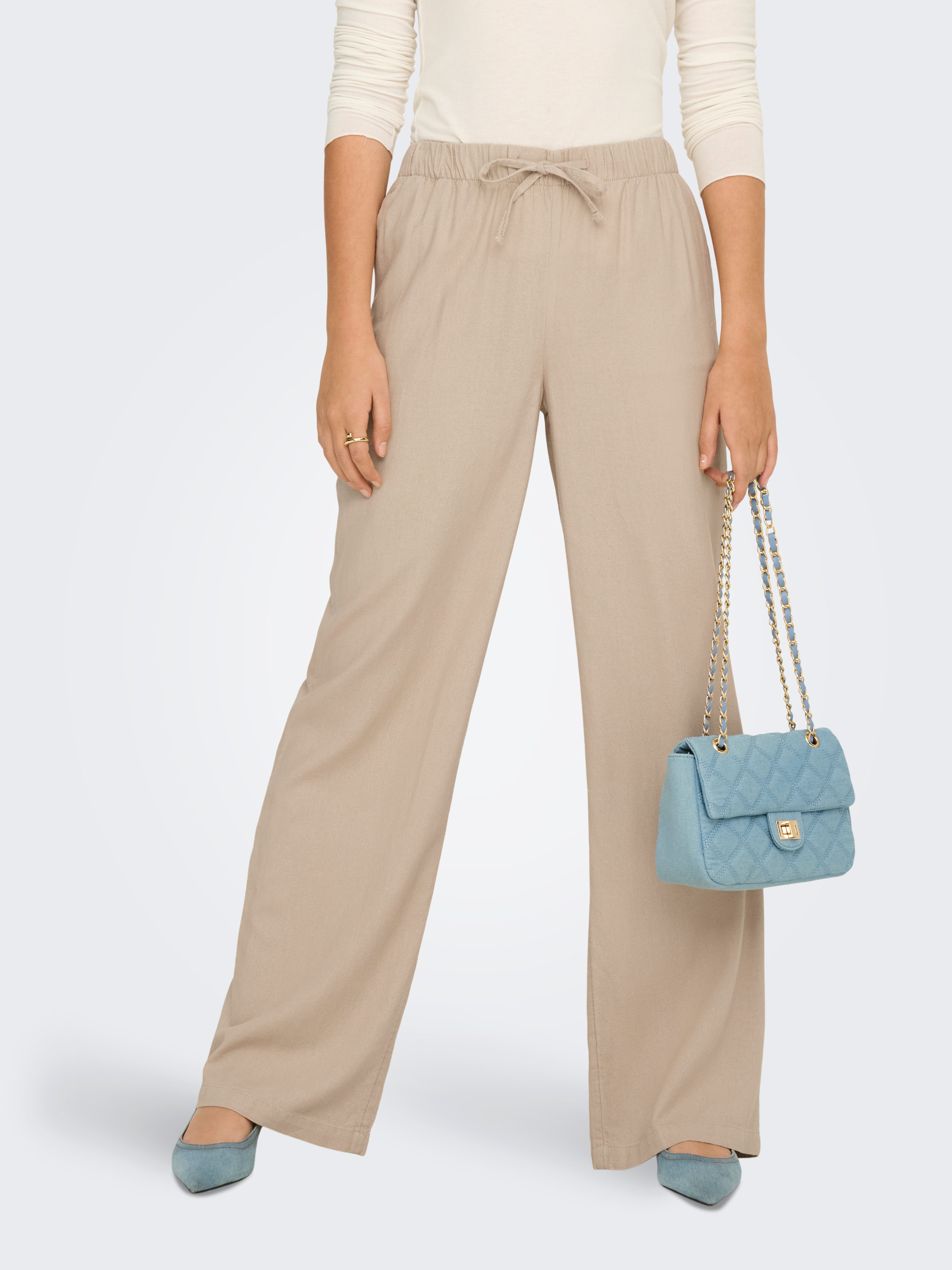 ONLY Schlupfhose ONLGOA MW LINEN BL PULL-UP PANT CC PNT mit Leinen
