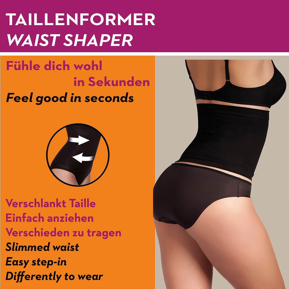 Miss Perfect Taillenshaper 36832 Taillenformer Shaping-Gürtel mit Silikonab günstig online kaufen