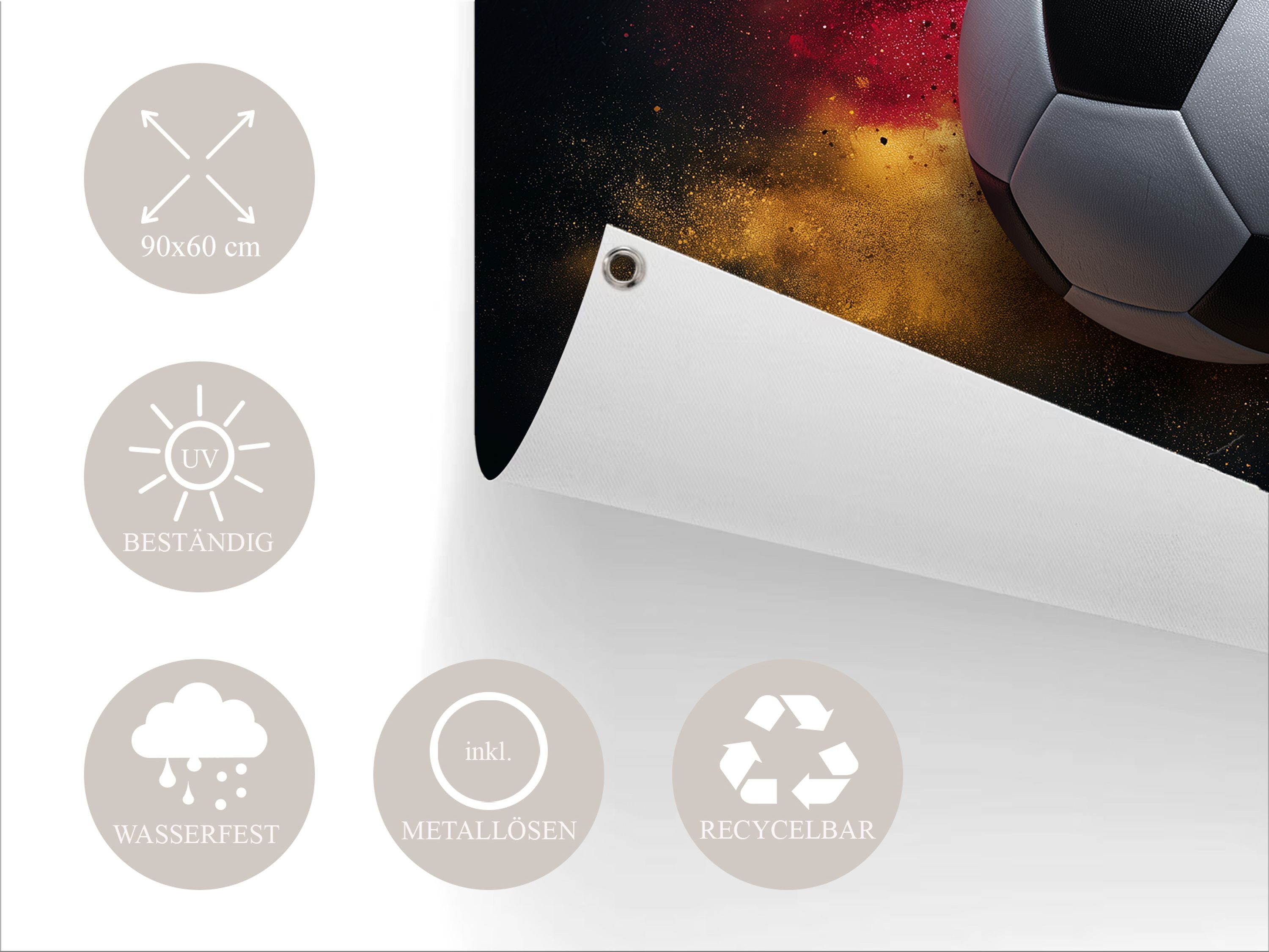 artissimo Poster Garten-Poster 90x60cm Fussball Deutschland Fahne Flagge Outdoor-Deko, Outdoor-Poster: Garten Deko Fußball WM