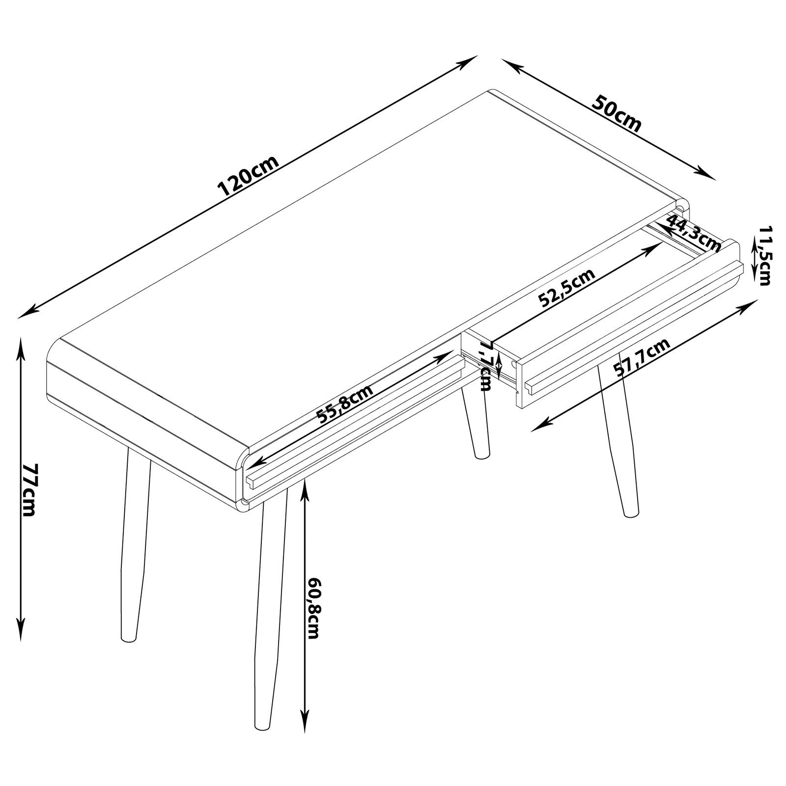 freiraum Schreibtisch Oskar, in Grau - 120x77x50cm (BxHxT)