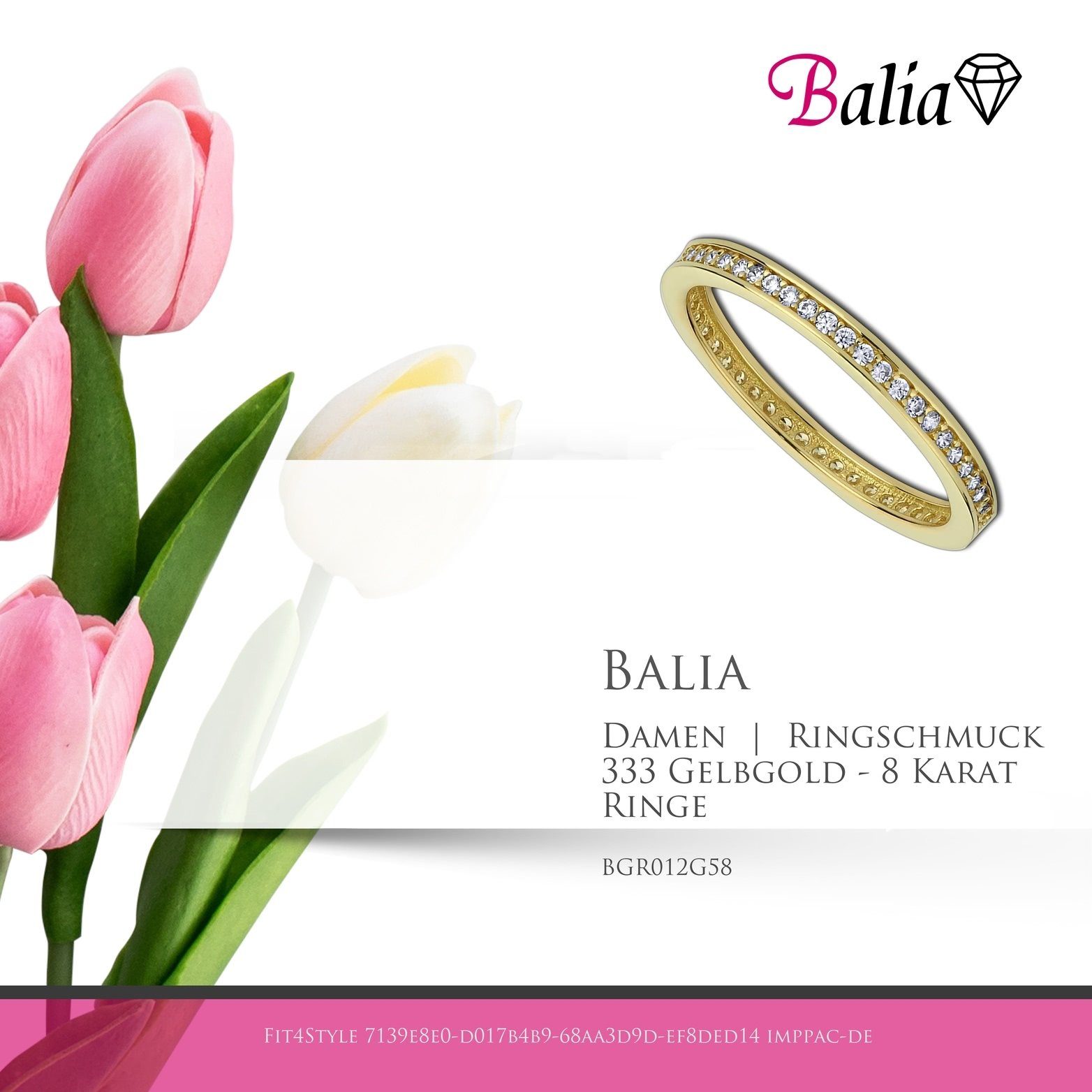 Ring (Gitzer Balia - Gelbgold Balia Fingerring Karat (18,5), (Fingerring), Gelbgold 333 333 Damen Goldring gold) 8 58 Größe Gold