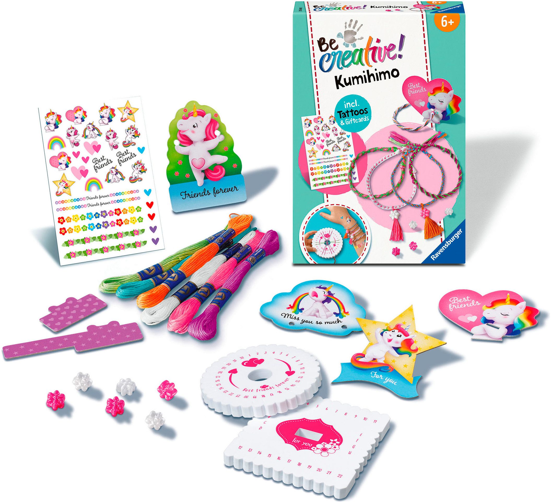 Ravensburger Kreativset BeCreative Midi, Freundschaftsbändchen Kumihimo & Tattoos, Made in Europe