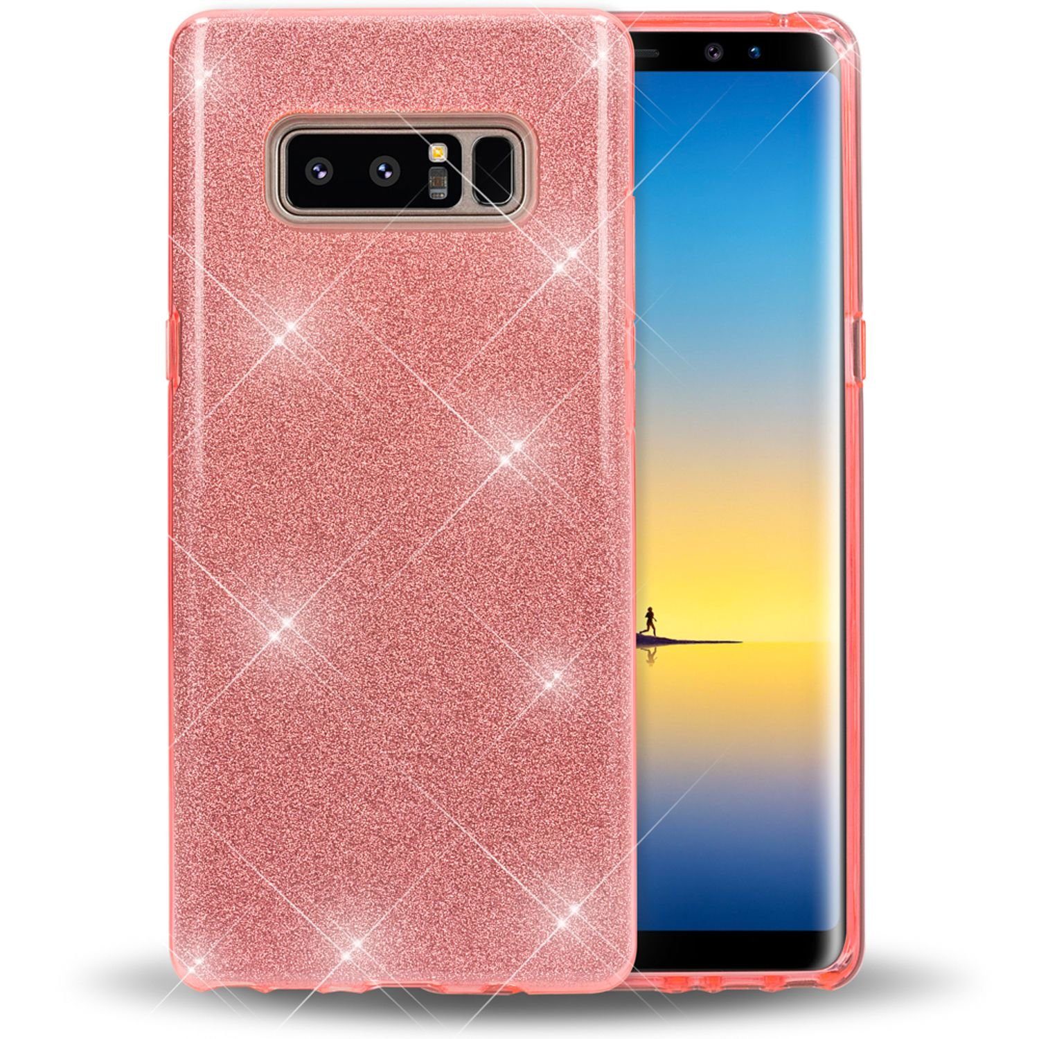 Nalia Smartphone-Hülle Samsung Galaxy Note 8, Glitzer Silikon Hülle / Verstärkte Innenseite / Glänzende Schutzhülle