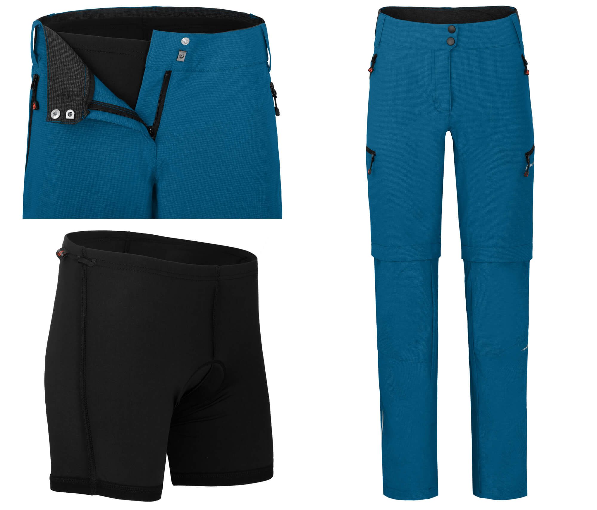 Bergson Fahrradhose VINA Zipp-off Damen Radhose (mit gepolsterter Innenhose), robust, elastisch, Normal