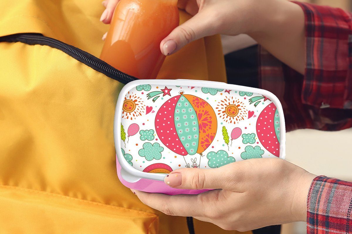 MuchoWow Lunchbox Kaninchen - rosa Brotdose Kunststoff Schnittmuster Brotbox Erwachsene, Kunststoff, Baby, Kinder, Snackbox, für (2-tlg), Mädchen, 