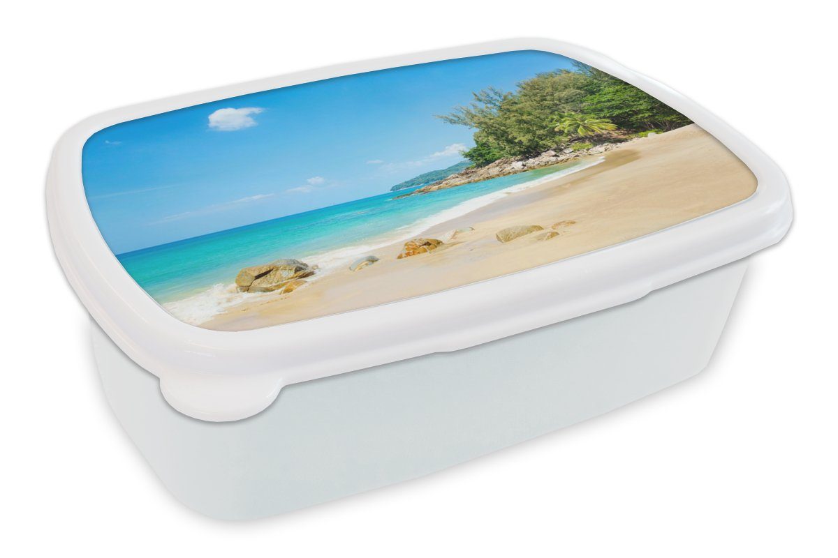 Tropisch, - und und MuchoWow Erwachsene, Kinder Pflanzen für Lunchbox Mädchen - - (2-tlg), Kunststoff, Jungs Strand Meer Brotbox für weiß Brotdose,