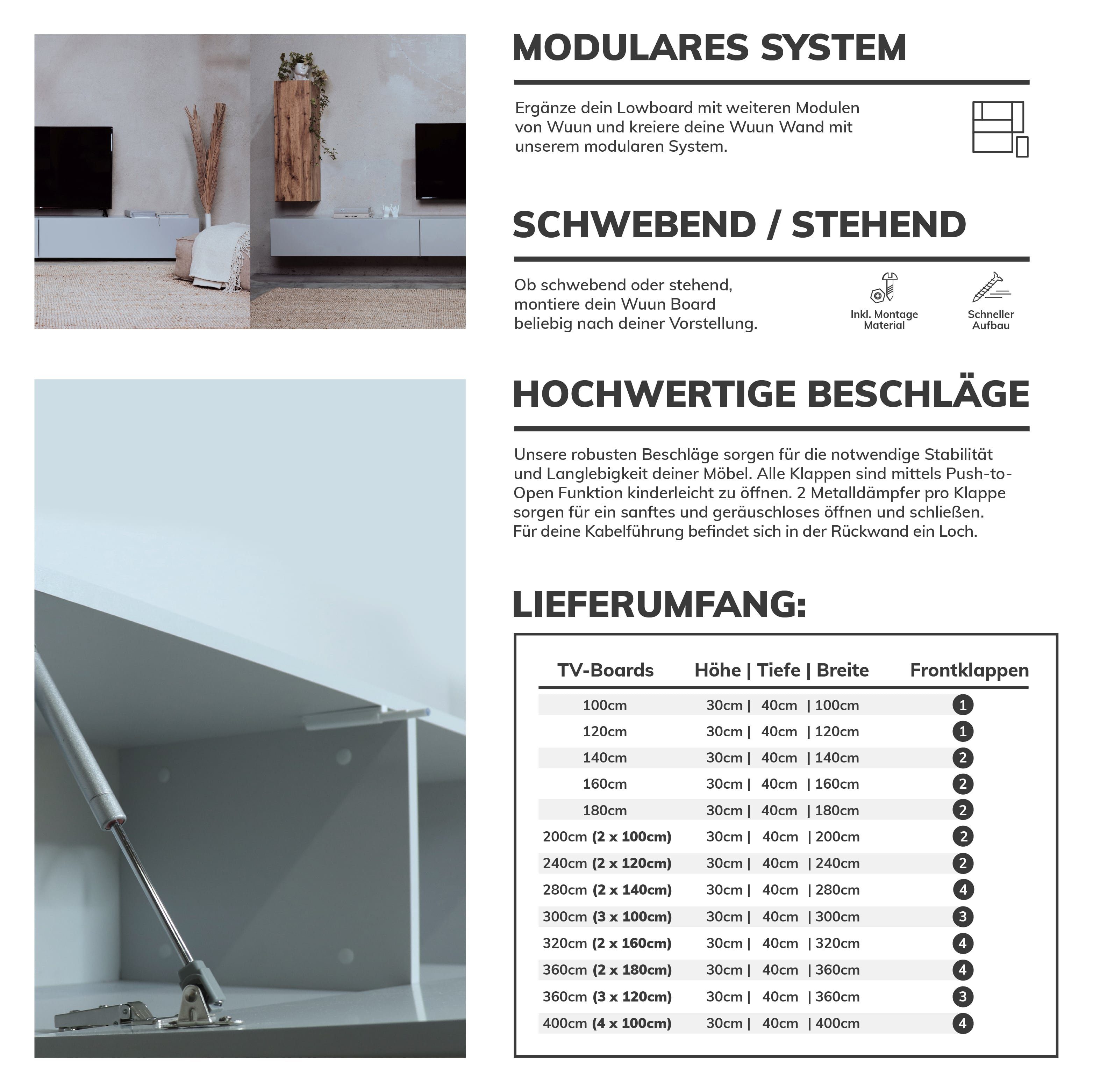 Wuun TV-Board Wuun® Somero Lowboard Tv-Board Wohnwand hängend