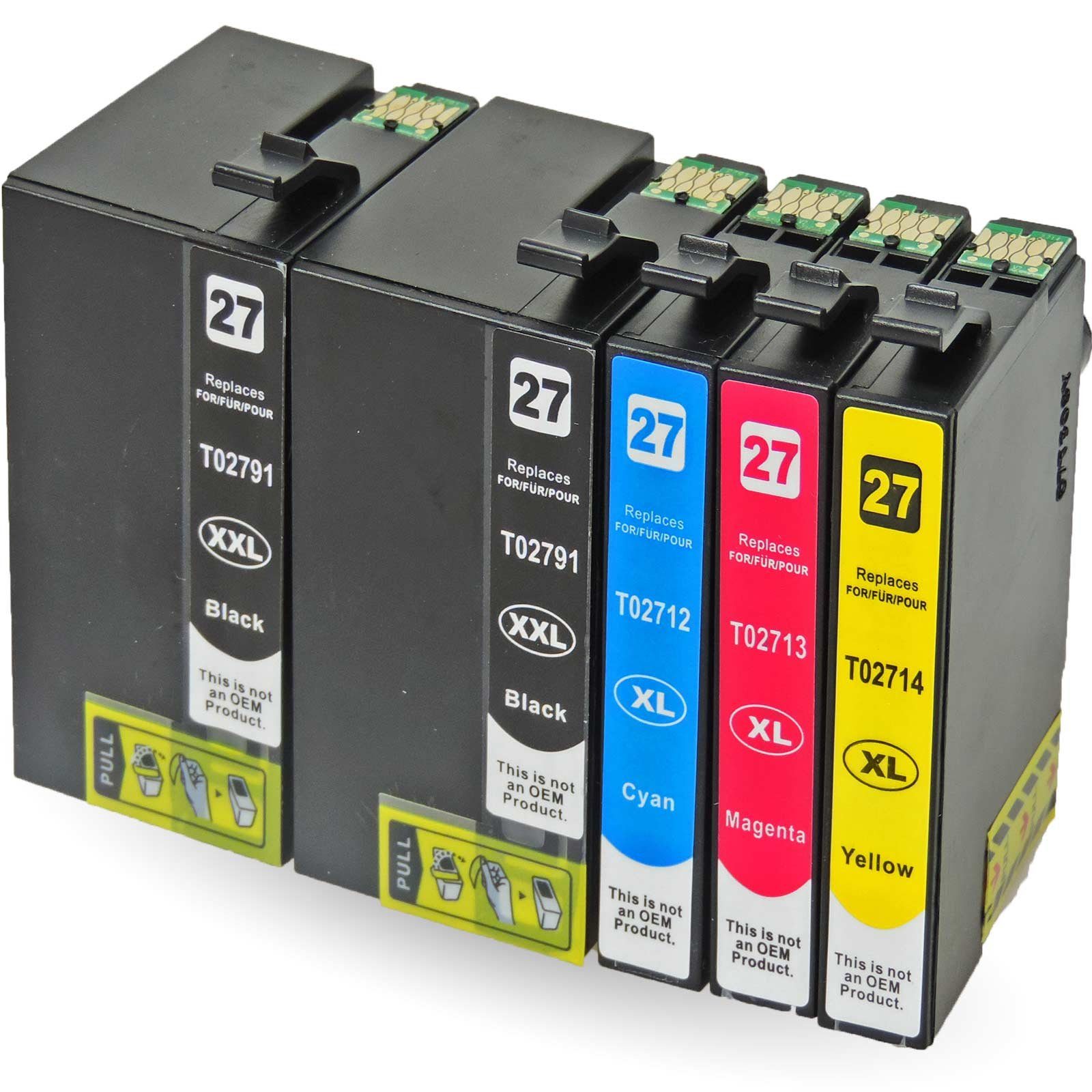 5-Farben Epson T2715, Kompatibel Multipack Wecker, C13T27154010 Tintenpatrone D&C 27XXL,
