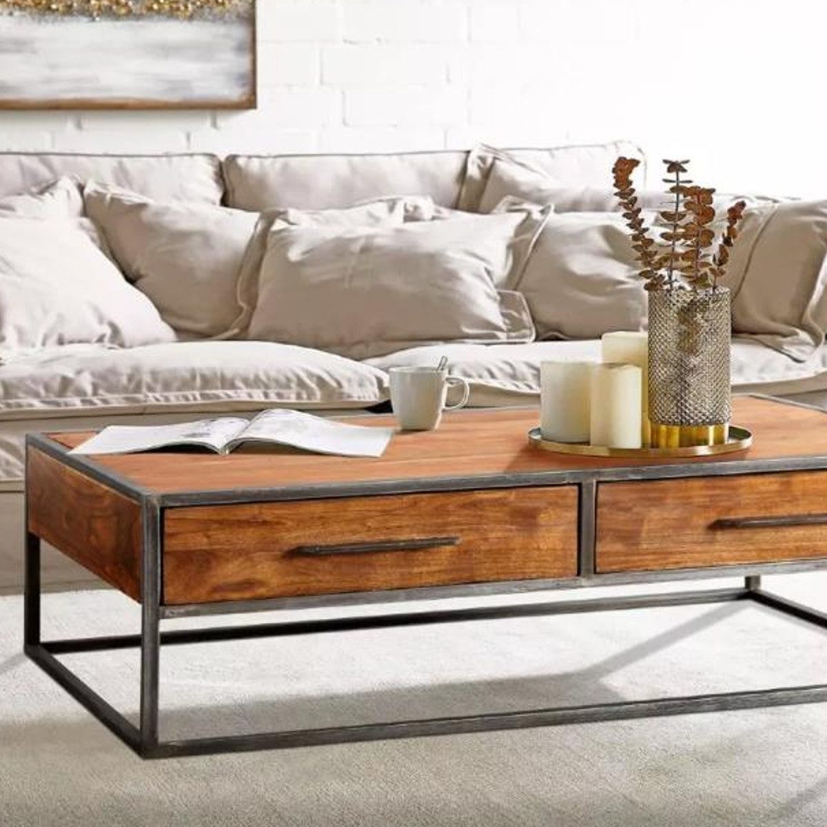 Liadomo Couchtisch Oklahoma, Akazienholz massiv nougatfarben, günstig online kaufen