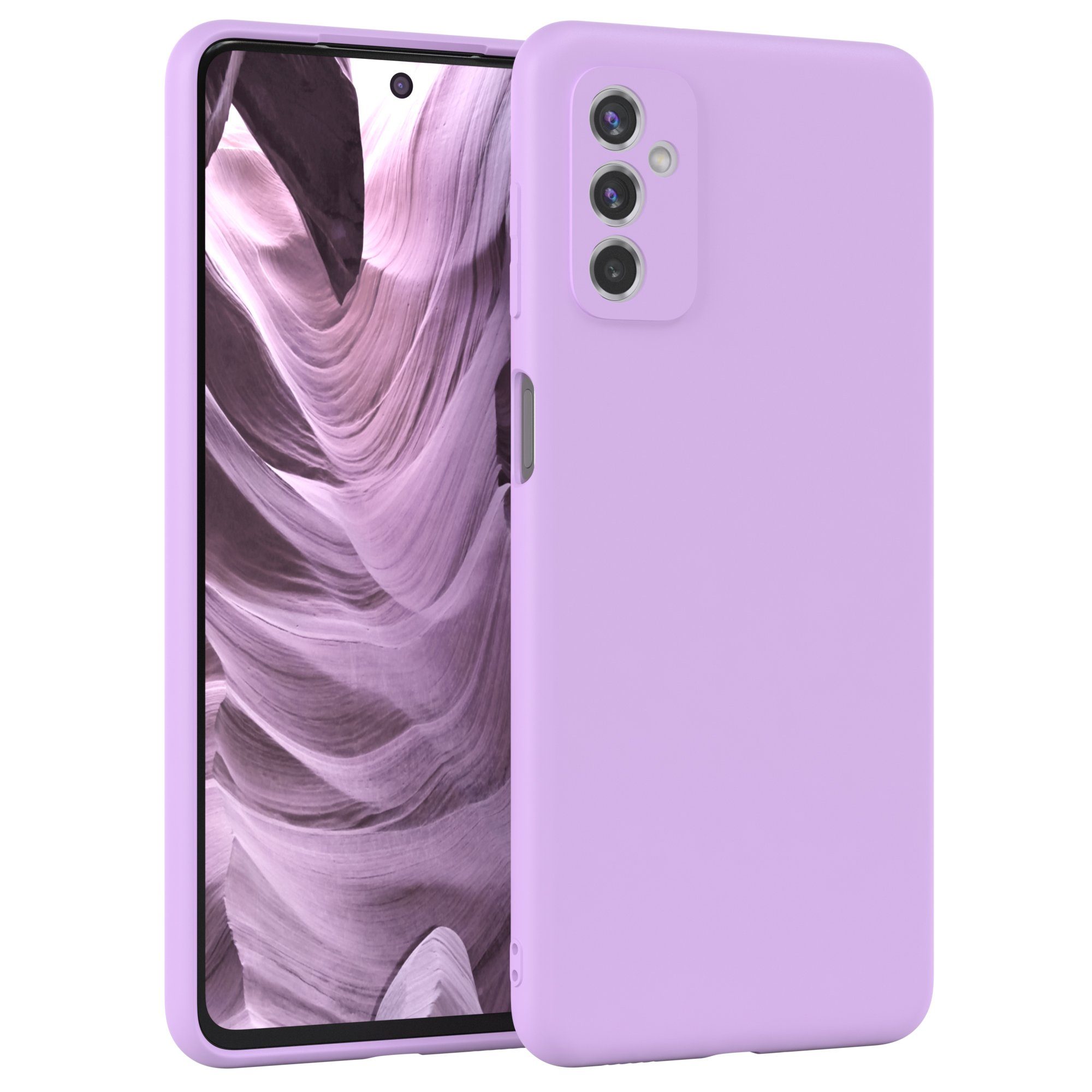 EAZY CASE Handyhülle für Samsung Galaxy M52 5G Hülle Silikon 6,7 Zoll, Silikon Schutzhülle Kameraschutz kratzfest Back Cover Lavendel Lila