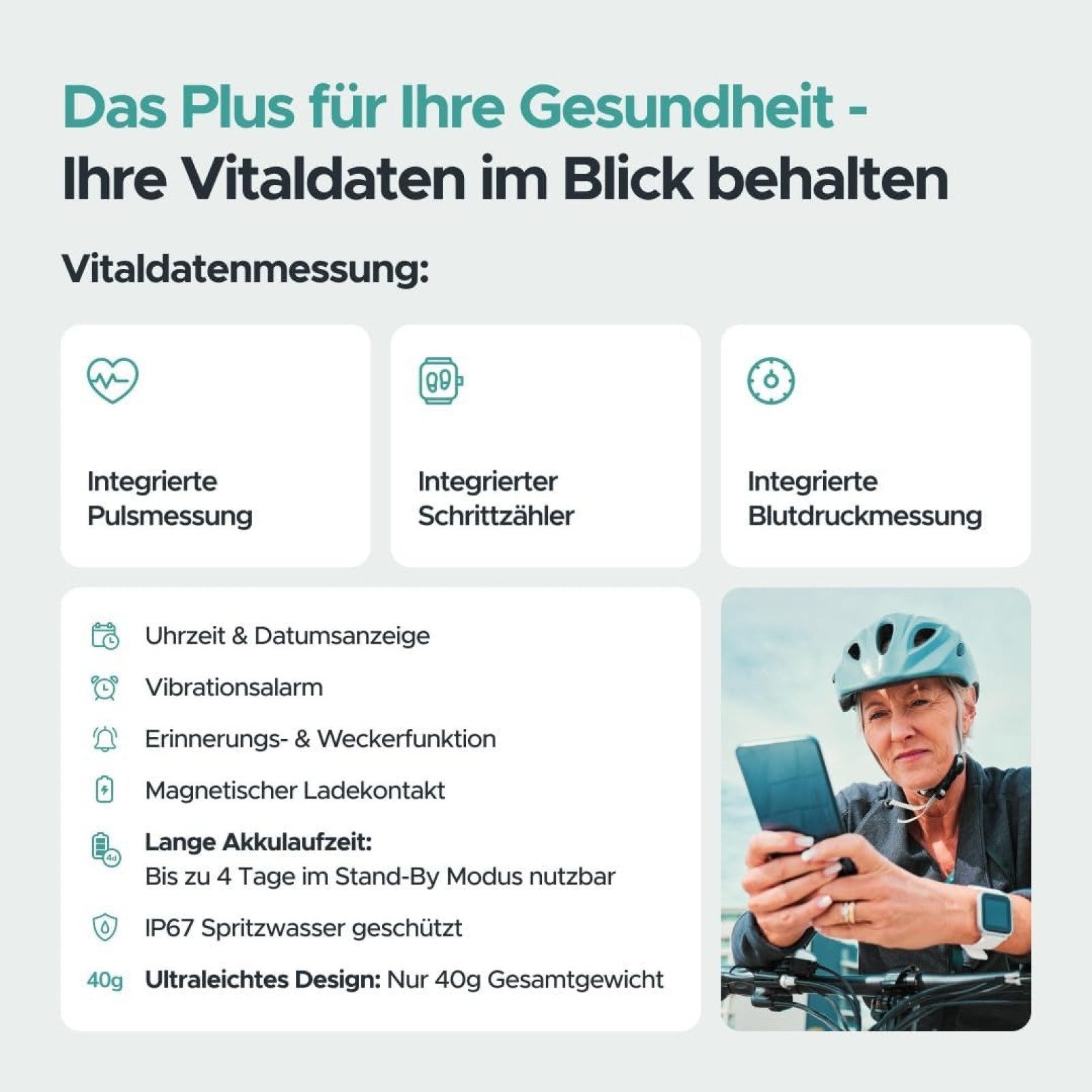 one button phone Notfallarmband GPS&SOS Notruf mit Sturzerkennung Smartwatch, SOS-Taste, automatische Sturzerkennung und GPS-Ortung