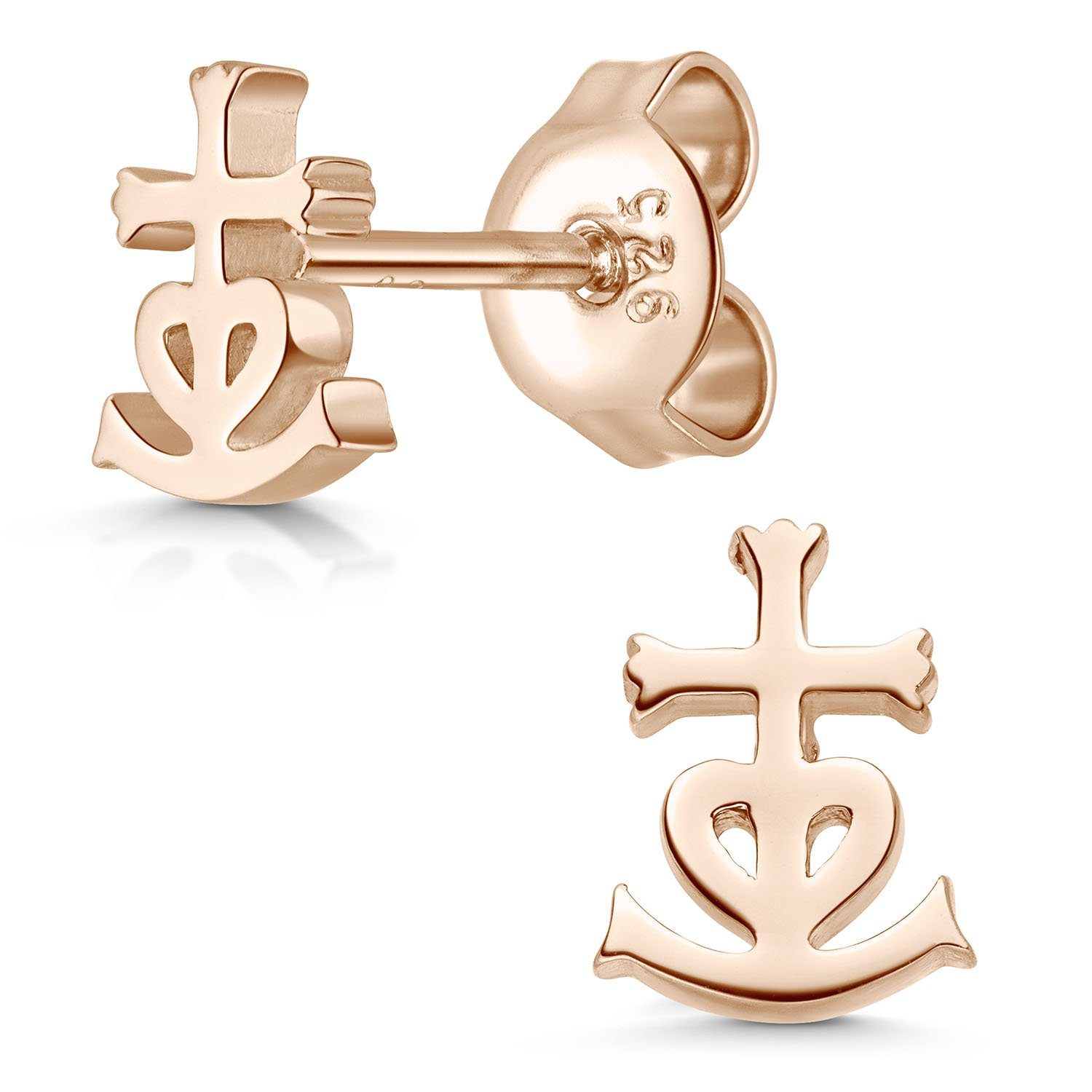 Paar Ohrstecker Rosegold Glaube Liebe Hoffnung klein 7mm SO-38
