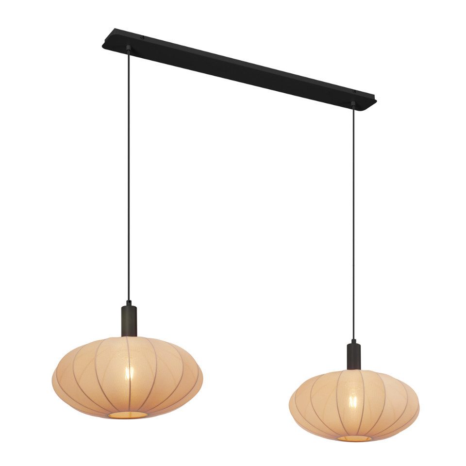 Qazqa Pendelleuchte Bida, ohne Leuchtmittel, E27, Braun, Japandi, Textil, 2-flammig