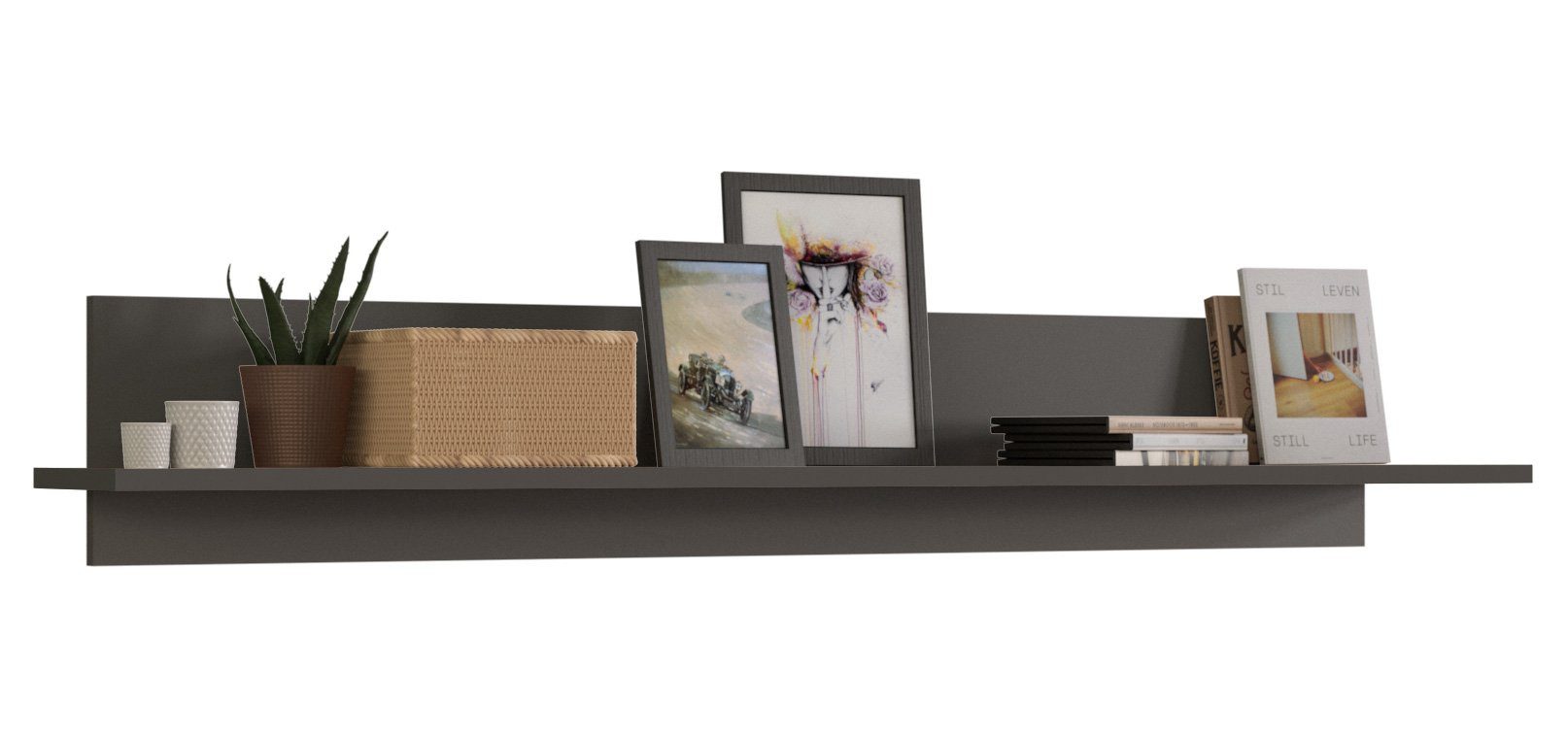 Newroom Wandboard Grau 22 cm, Wandboard Grau Wandregal Hängeregal Industrial Modern Wohnzimmer S...