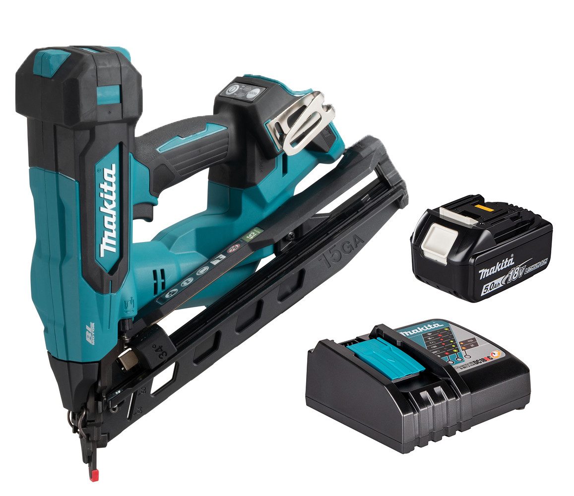Makita Akku-Stauchkopfnagler DBN620, 18V in V, inkl. Akku 5 Ah und Ladegerät DC18RC
