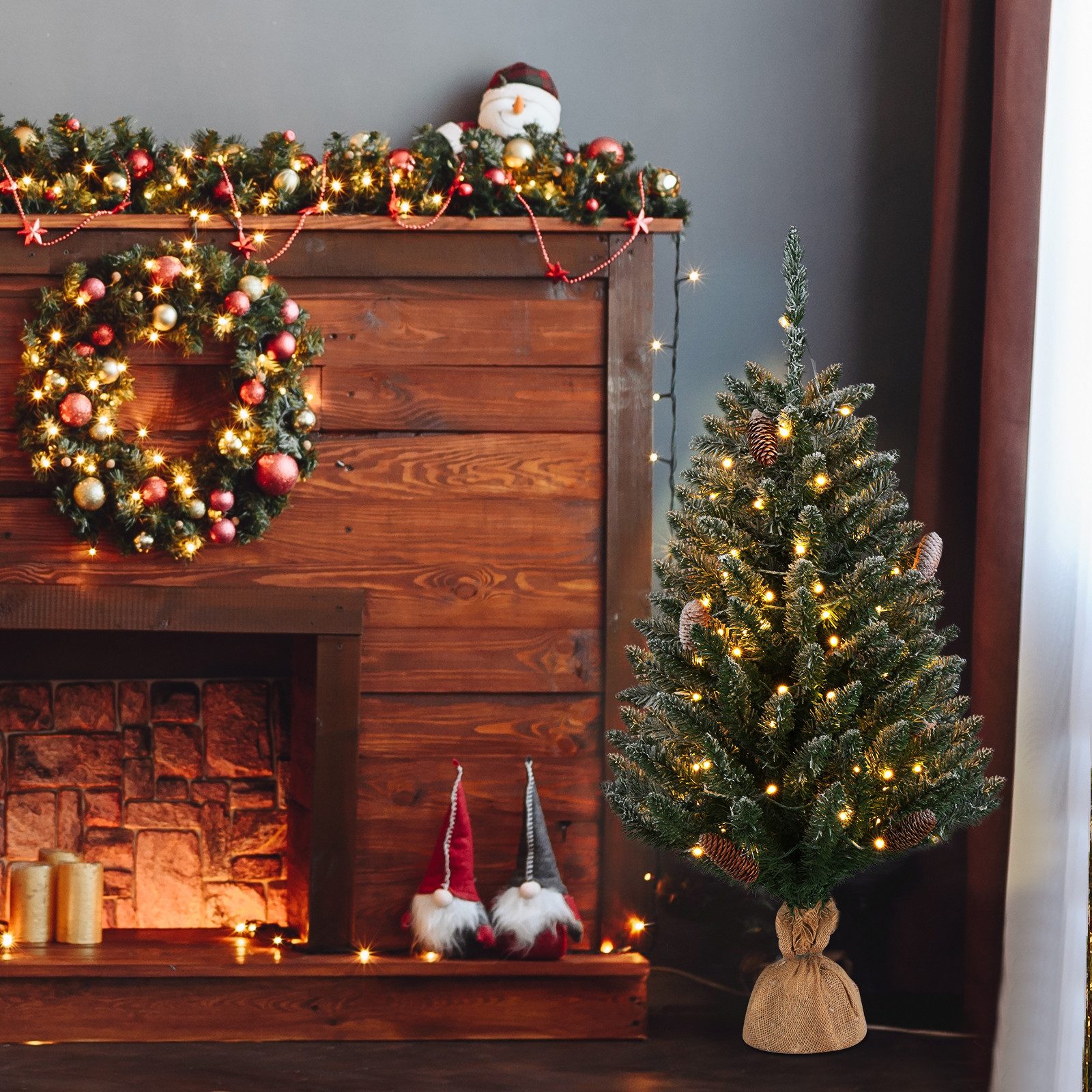 LALAHO Künstlicher Weihnachtsbaum 90cm Mini Künstlicher Tannenbaum mit LED günstig online kaufen