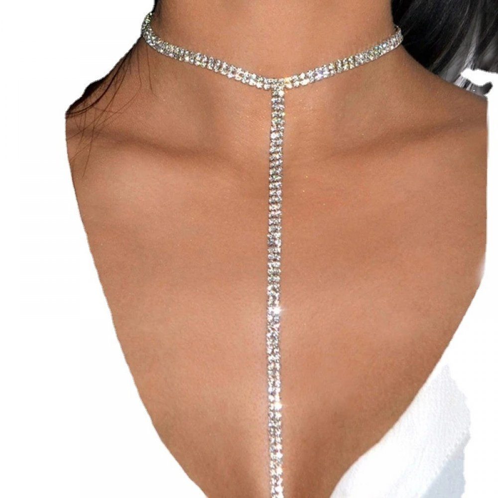Diamanthalsband Lange Damen Halskette Drainage (1-tlg) Bead-Ketten-Set WaKuKa Multi