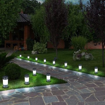 etc-shop LED Gartenleuchte, LED-Leuchtmittel fest verbaut, Neutralweiß, 8x LED Solar Lampen Kugel Steckleuchten Edelstahl Außen Garten